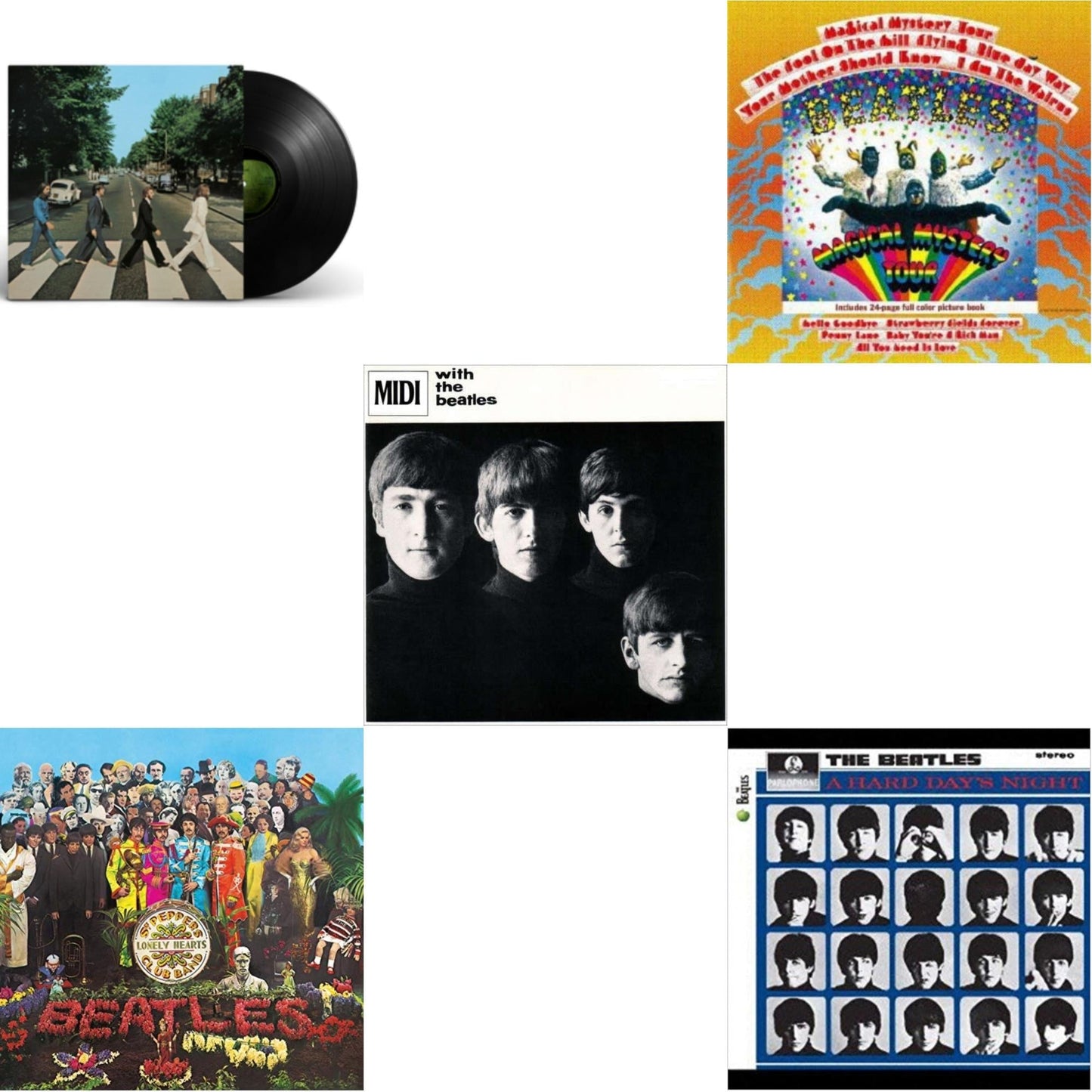Beatles - Hard Day's Night & With The Beatles & Magical Mystery Tour & Sgt. Pepper's Lonely Hearts Club Band (2017 Stereo Mix/180G/Original Stencils) & Abbey Road Anniversary - LP Vinyl Bundle