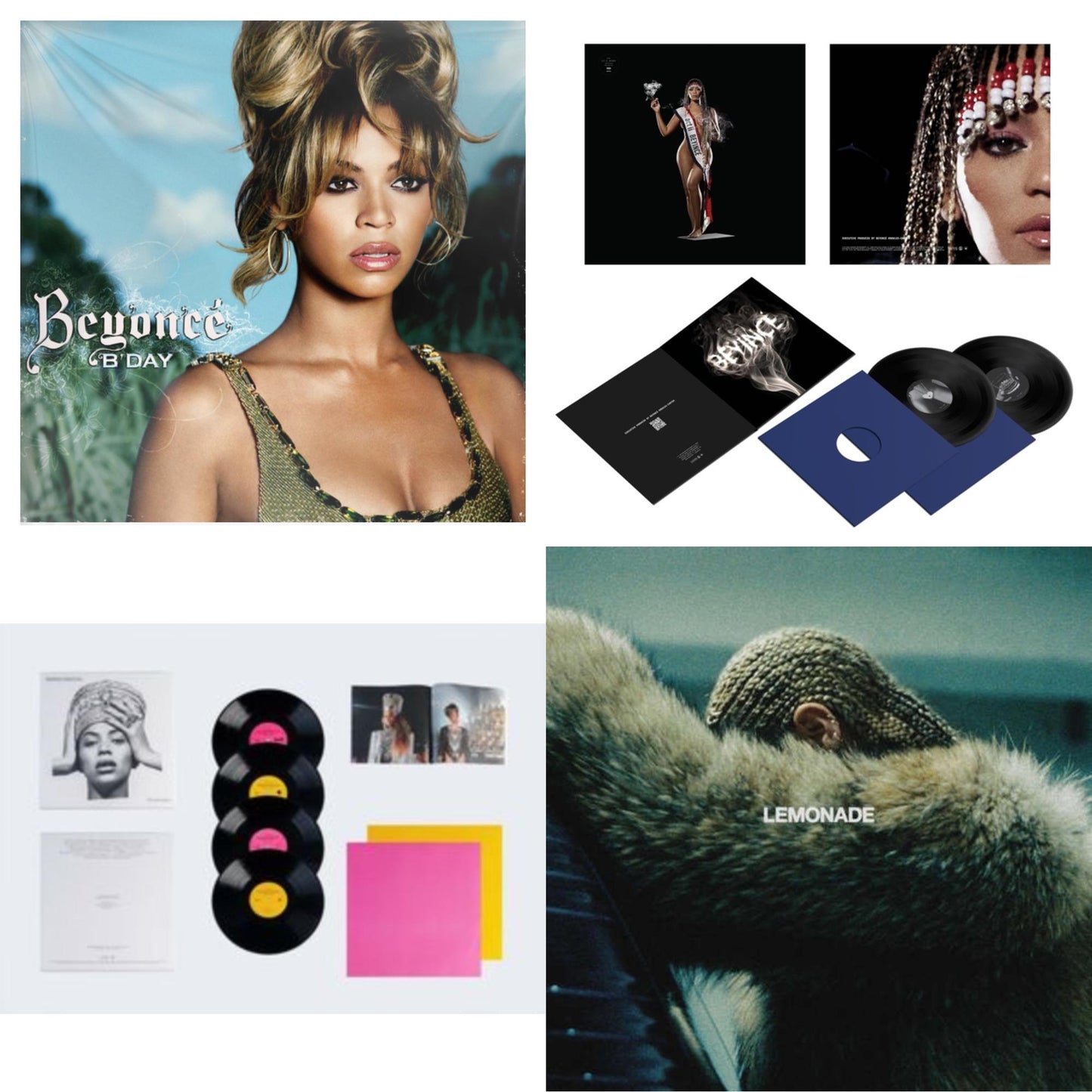 Beyonce - B'day (2LP/180G) & Cowboy Carter (X) (2LP/180G/Bead Face) & Homecoming: The Live Album (4LP/Slipcase Jacket/Booklet) & Lemonade (Limited 180G Yellow LP Vinyl/Dl Card Includes Audio & Video)