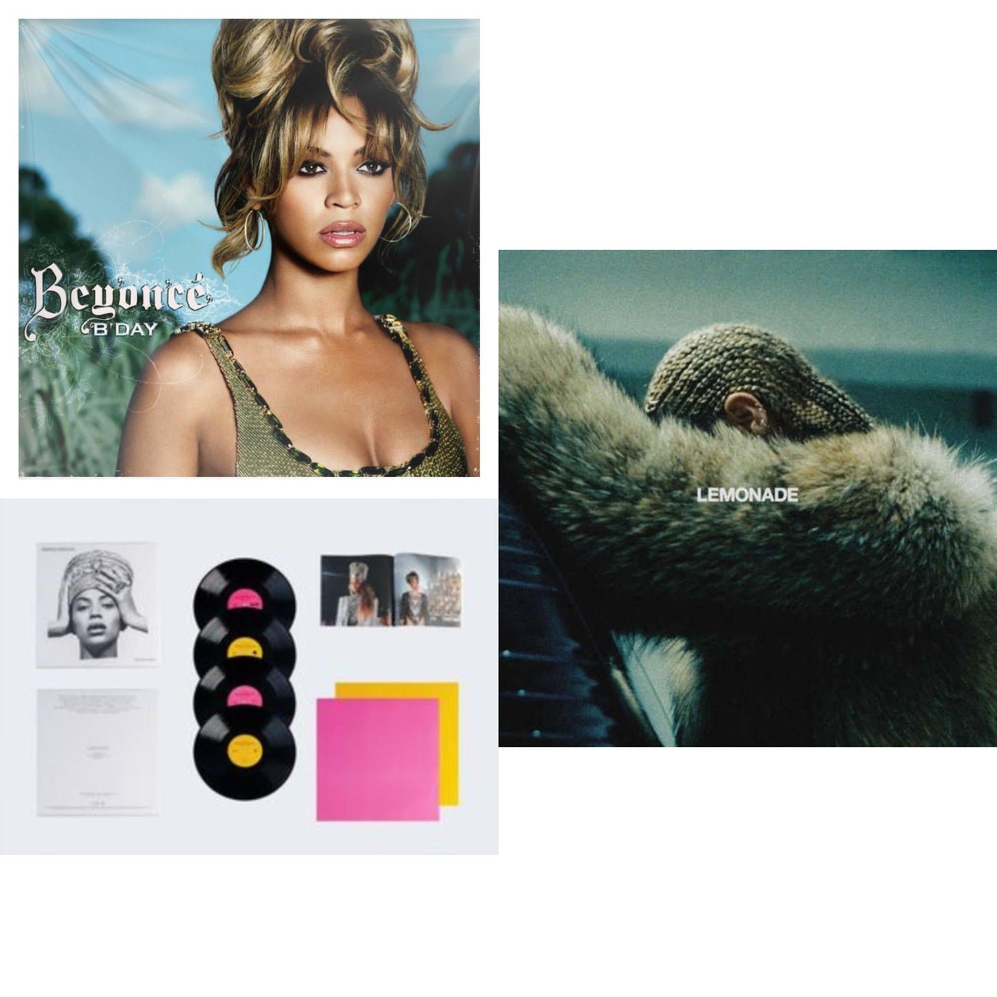 Beyonce - B'day (2LP/180G) & Homecoming: The Live Album (4LP/Slipcase Jacket/Booklet) & Lemonade (Limited 180G Yellow LP Vinyl/Dl Card Includes Audio & Video)