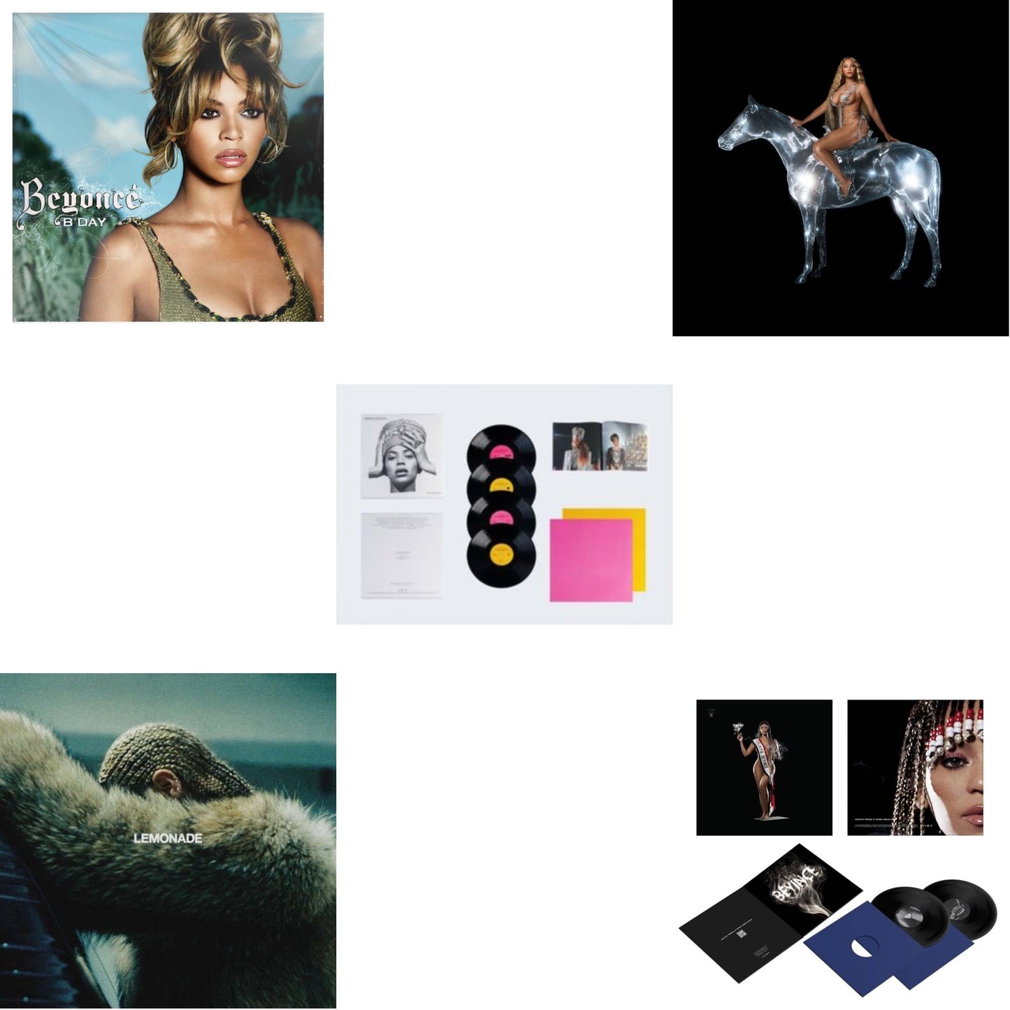 Beyonce - B'day (2LP/180G) & Lemonade (Limited 180G Yellow LP Vinyl/Dl Card Includes Audio & Video) & Homecoming: The Live Album (4LP/Slipcase Jacket/Booklet) & Renaissance (X) (180G/2LP) & Cowboy Carter (X) (2LP/180G/Bead Face)