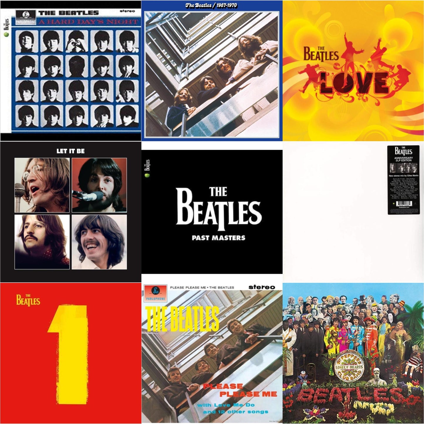 Beatles - Hard Day's Night & Please Please Me & Past Masters 1 & 2 & Beatles 1967-1970 (2023 Edition) (Half-Speed) (3LP) & Let It Be Special Edition & Love & 1 (2015 Reissue) & Sgt. Pepper's Lonely Hearts Club Band (2017 Stereo Mix/180G/Original