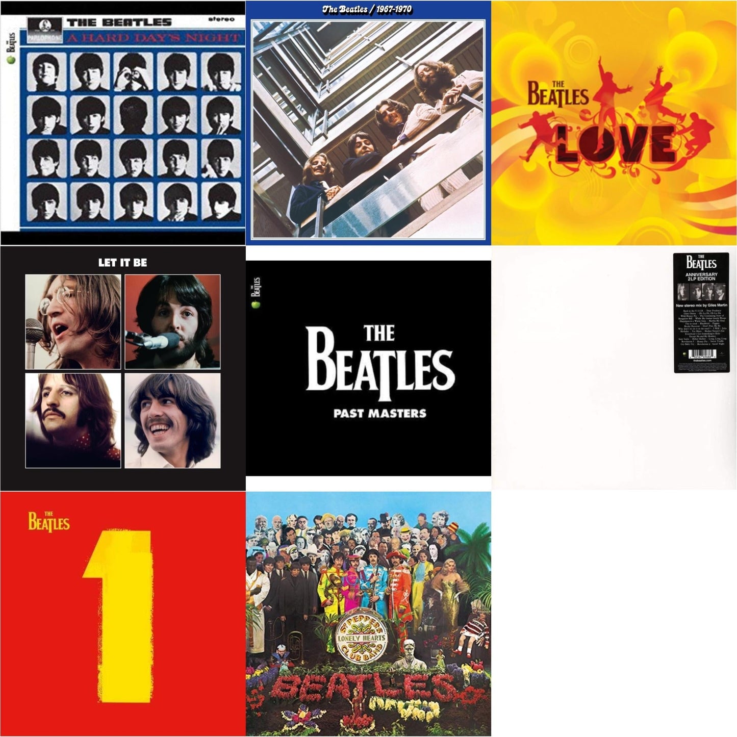 Beatles - Hard Day's Night & Past Masters 1 & 2 & Beatles 1967-1970 (2023 Edition) (Half-Speed) (3LP) & Let It Be Special Edition & Love & 1 (2015 Reissue) & Sgt. Pepper's Lonely Hearts Club Band (2017 Stereo Mix/180G/Original Stencils) & Beatles