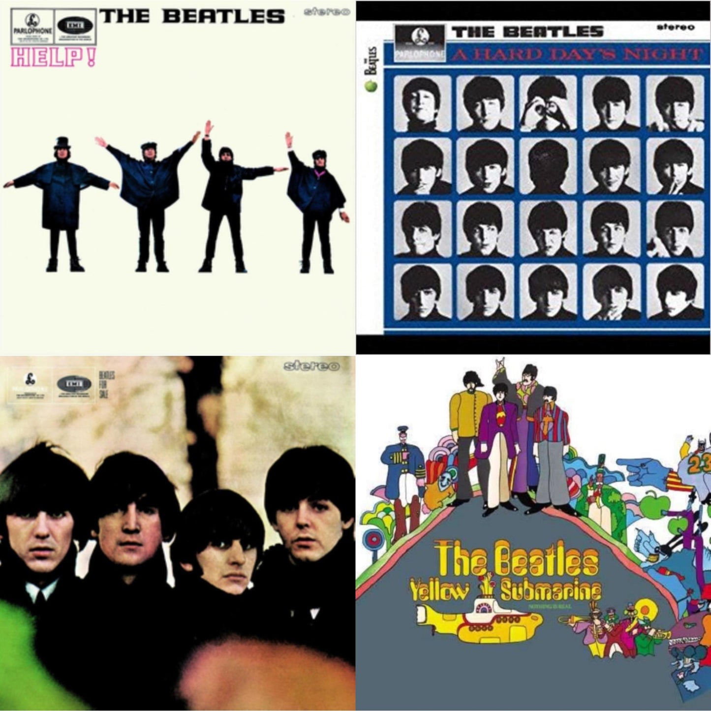 Beatles - Hard Day's Night & Beatles For Sale & Help & Yellow Submarine - LP Vinyl Bundle