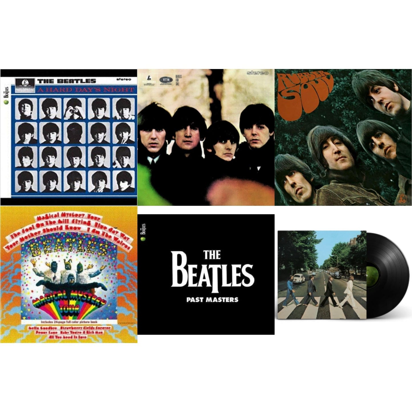 Beatles - Hard Day's Night & Beatles For Sale & Rubber Soul & Magical Mystery Tour & Past Masters 1 & 2 & Abbey Road Anniversary - LP Vinyl Bundle