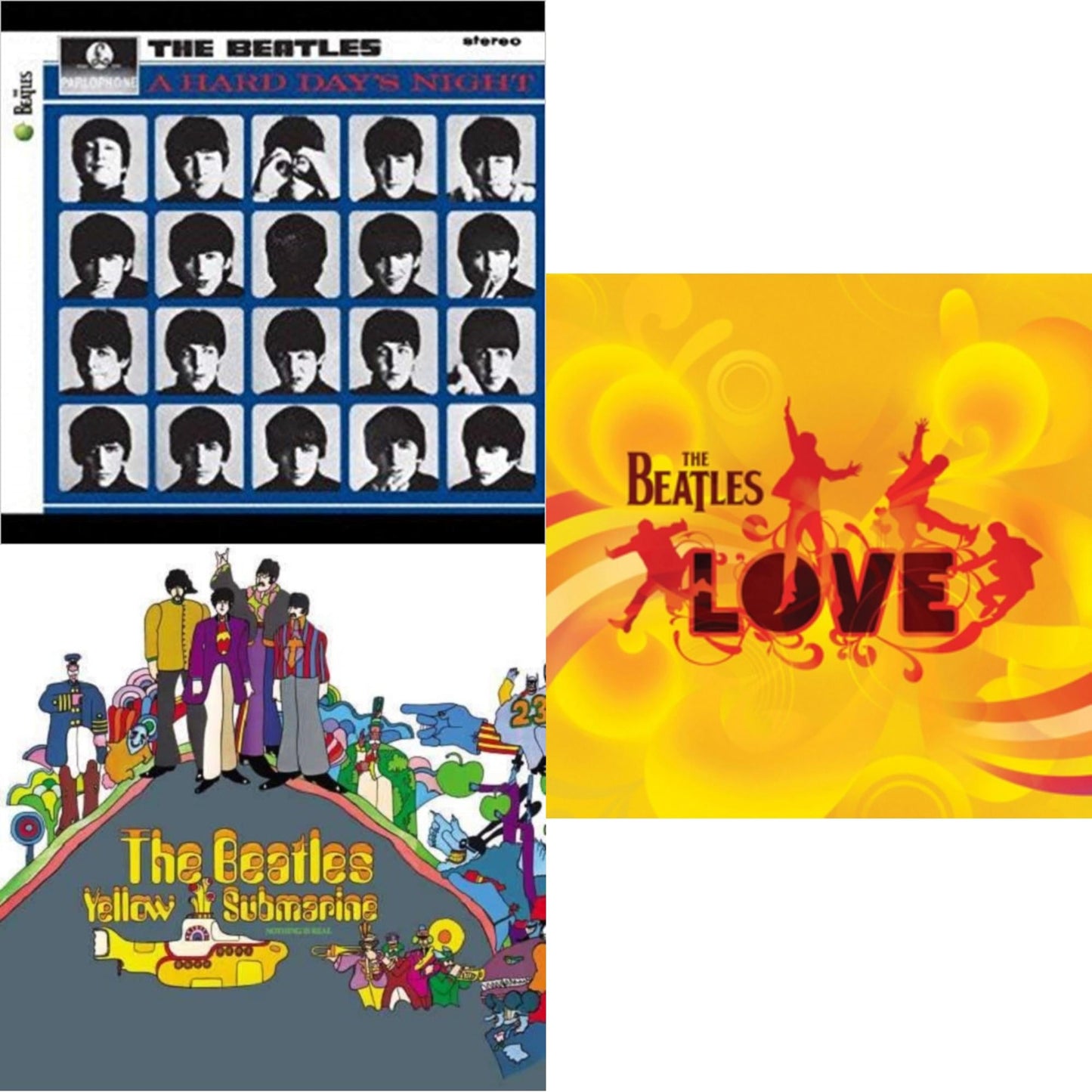 Beatles - Hard Day's Night & Yellow Submarine & Love - LP Vinyl Bundle