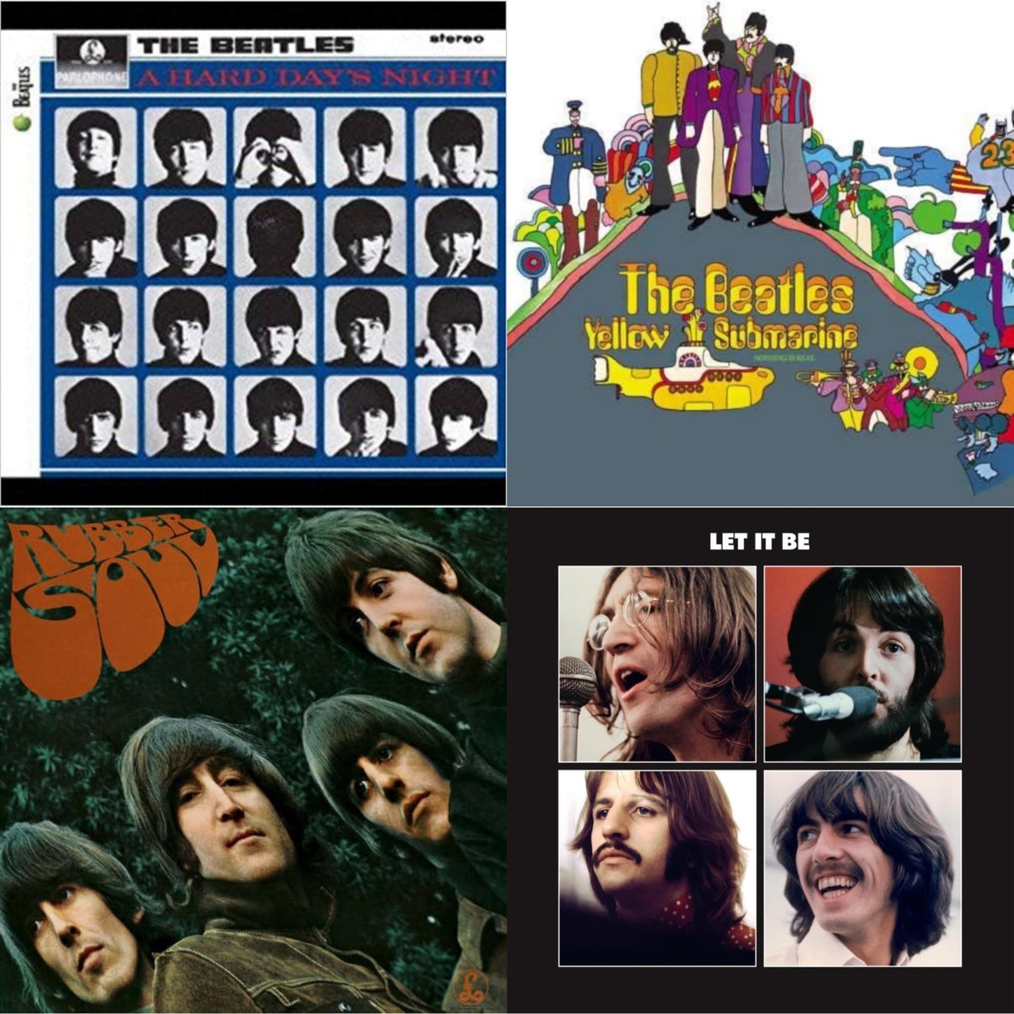 Beatles - Hard Day's Night & Rubber Soul & Yellow Submarine & Let It Be Special Edition - LP Vinyl Bundle