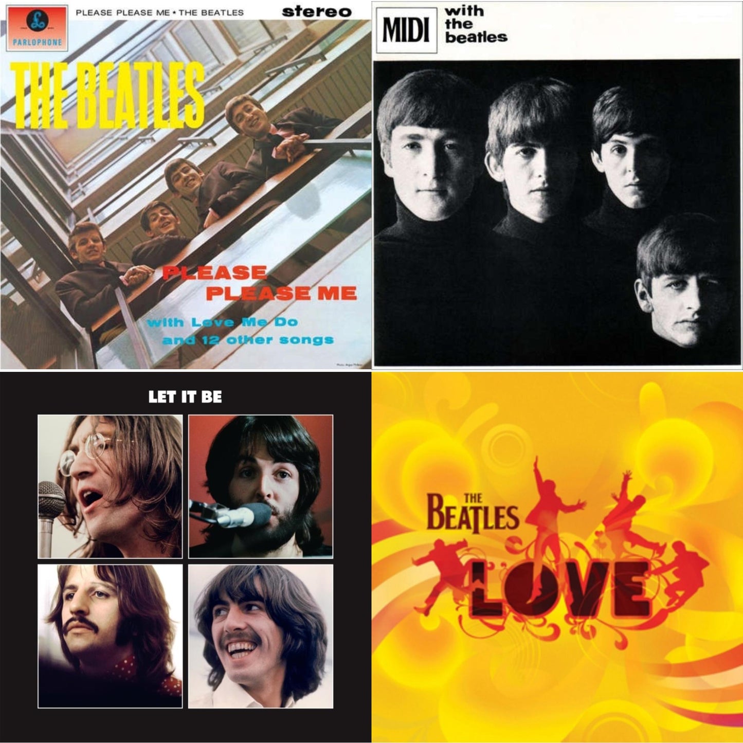 Beatles - Please Please Me & With The Beatles & Let It Be Special Edition & Love - LP Vinyl Bundle