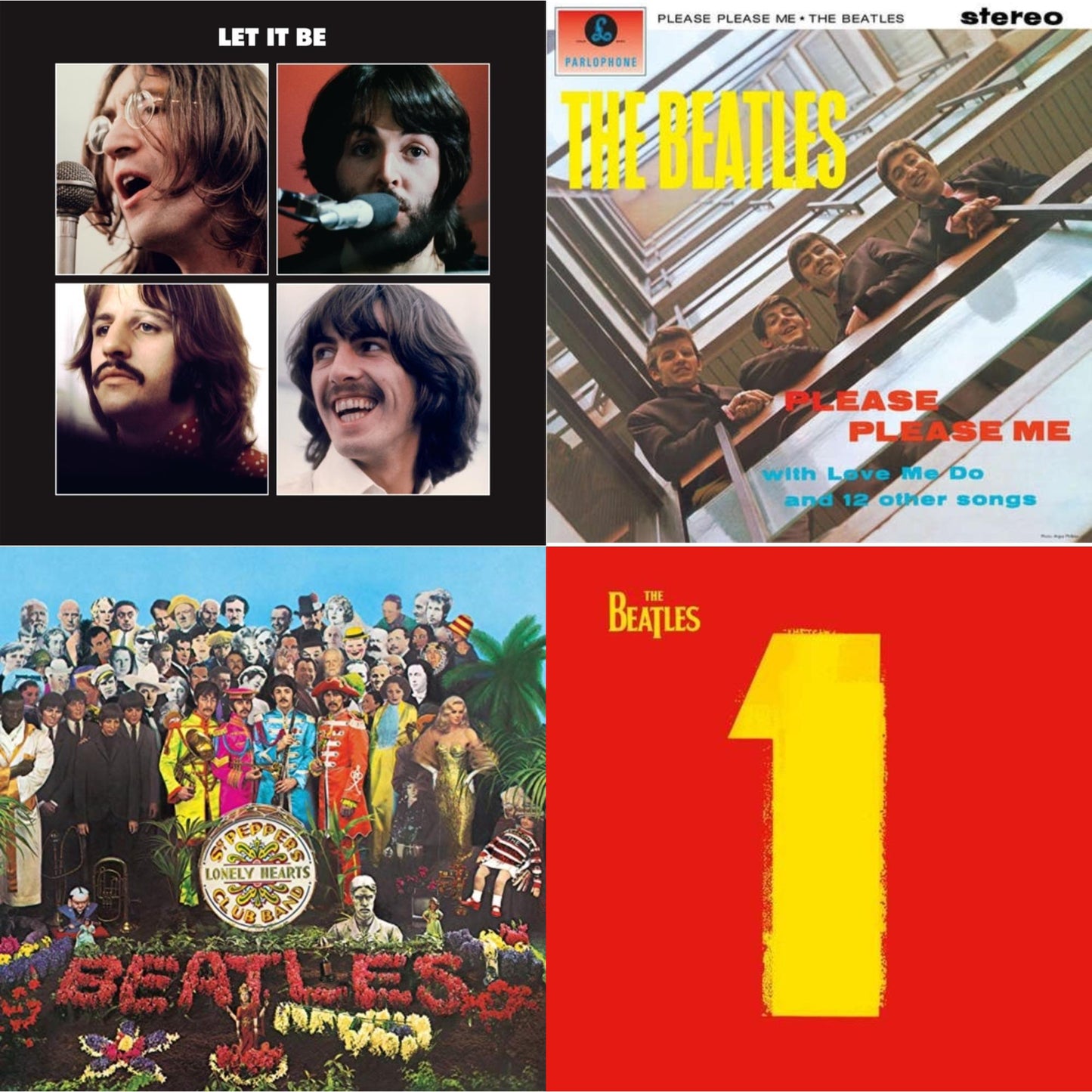 Beatles - Please Please Me & Let It Be Special Edition & 1 (2015 Reissue) & Sgt. Pepper's Lonely Hearts Club Band (2017 Stereo Mix/180G/Original Stencils) - LP Vinyl Bundle