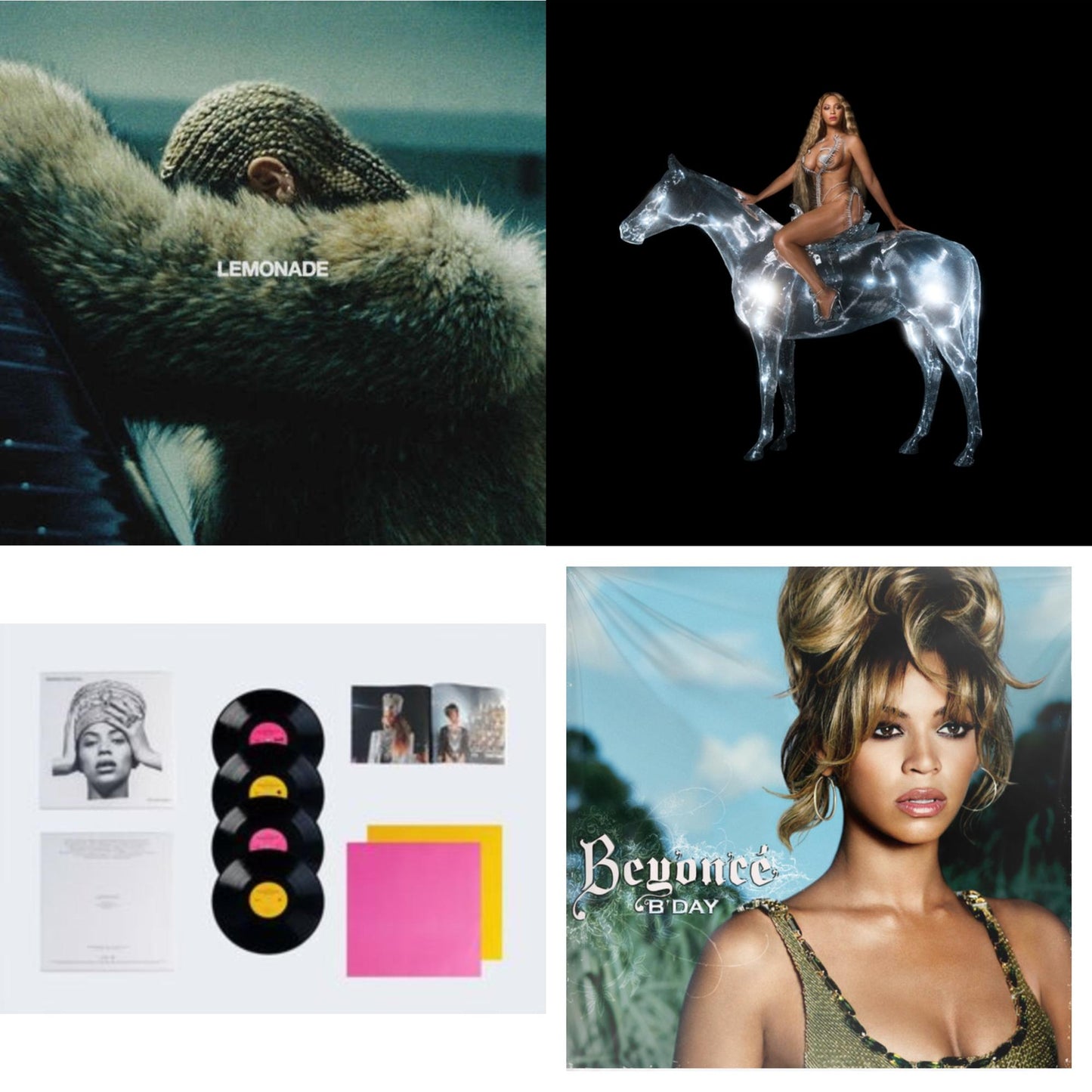 Beyonce - Homecoming: The Live Album (4LP/Slipcase Jacket/Booklet) & Renaissance (X) (180G/2LP) & B'day (2LP/180G) & Lemonade (Limited 180G Yellow LP Vinyl/Dl Card Includes Audio & Video)