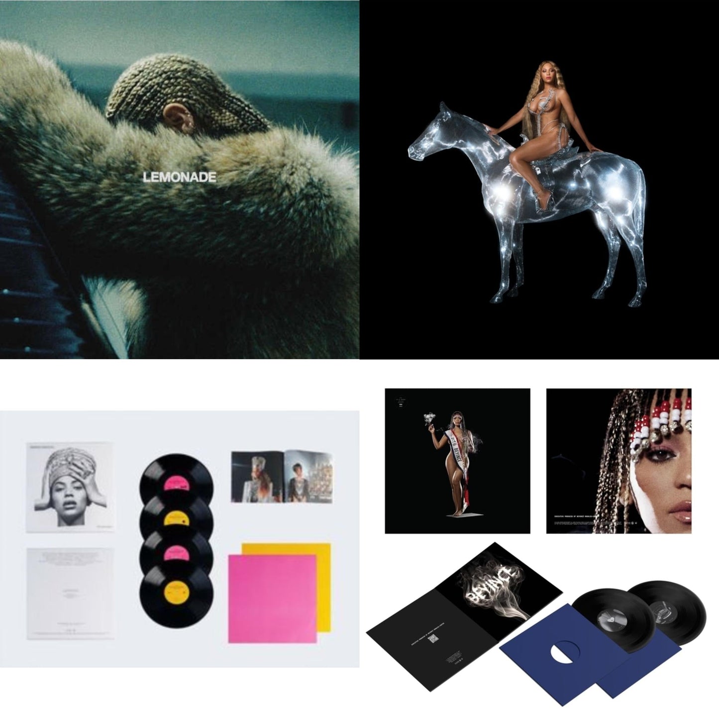 Beyonce - Homecoming: The Live Album (4LP/Slipcase Jacket/Booklet) & Renaissance (X) (180G/2LP) & Cowboy Carter (X) (2LP/180G/Bead Face) & Lemonade (Limited 180G Yellow LP Vinyl/Dl Card Includes Audio & Video)