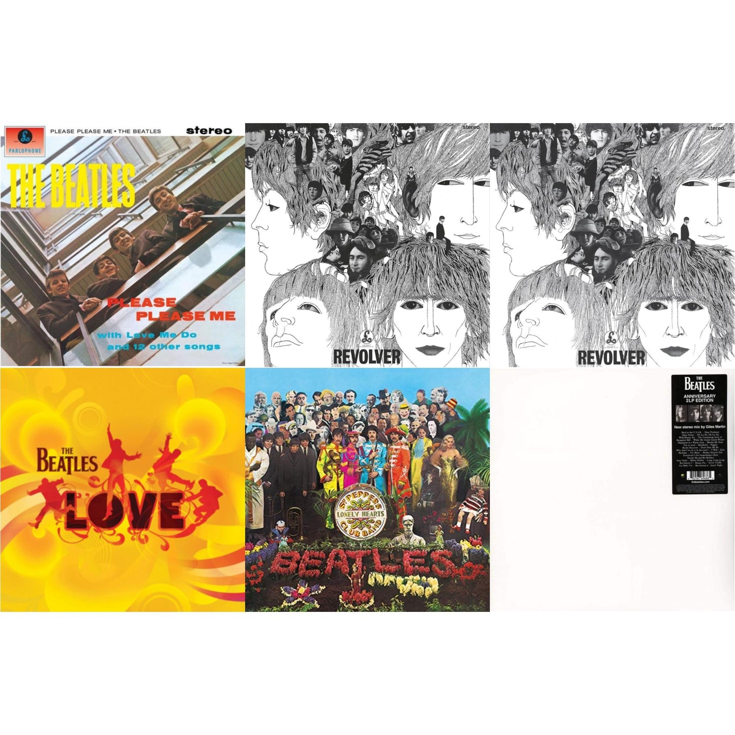 Beatles - Please Please Me & Revolver Special Edition & Revolver - Special Edition (Picture Disc) & Love & Sgt. Pepper's Lonely Hearts Club Band (2017 Stereo Mix/180G/Original Stencils) & Beatles (The White Album) (2 LP)