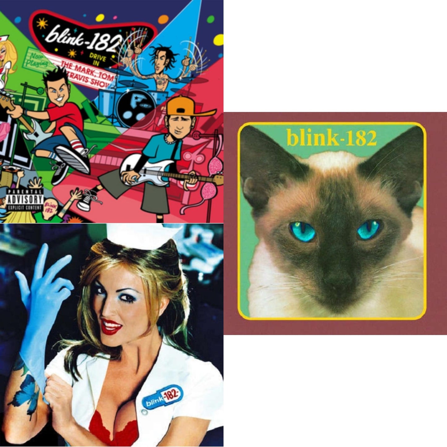 Blink-182 - Enema Of The State (X) & Mark Tom & Travis Show (Enema Strikes Back) & Cheshire Cat - LP Vinyl Bundle