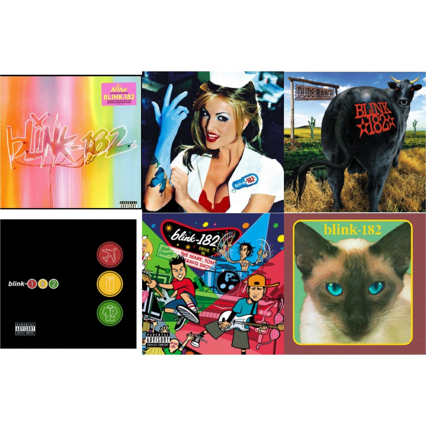Blink-182 - Nine (140G) & Enema Of The State (X) & Dude Ranch & Take Off Your Pants & Jacket & Mark Tom & Travis Show (Enema Strikes Back) & Cheshire Cat - LP Vinyl Bundle
