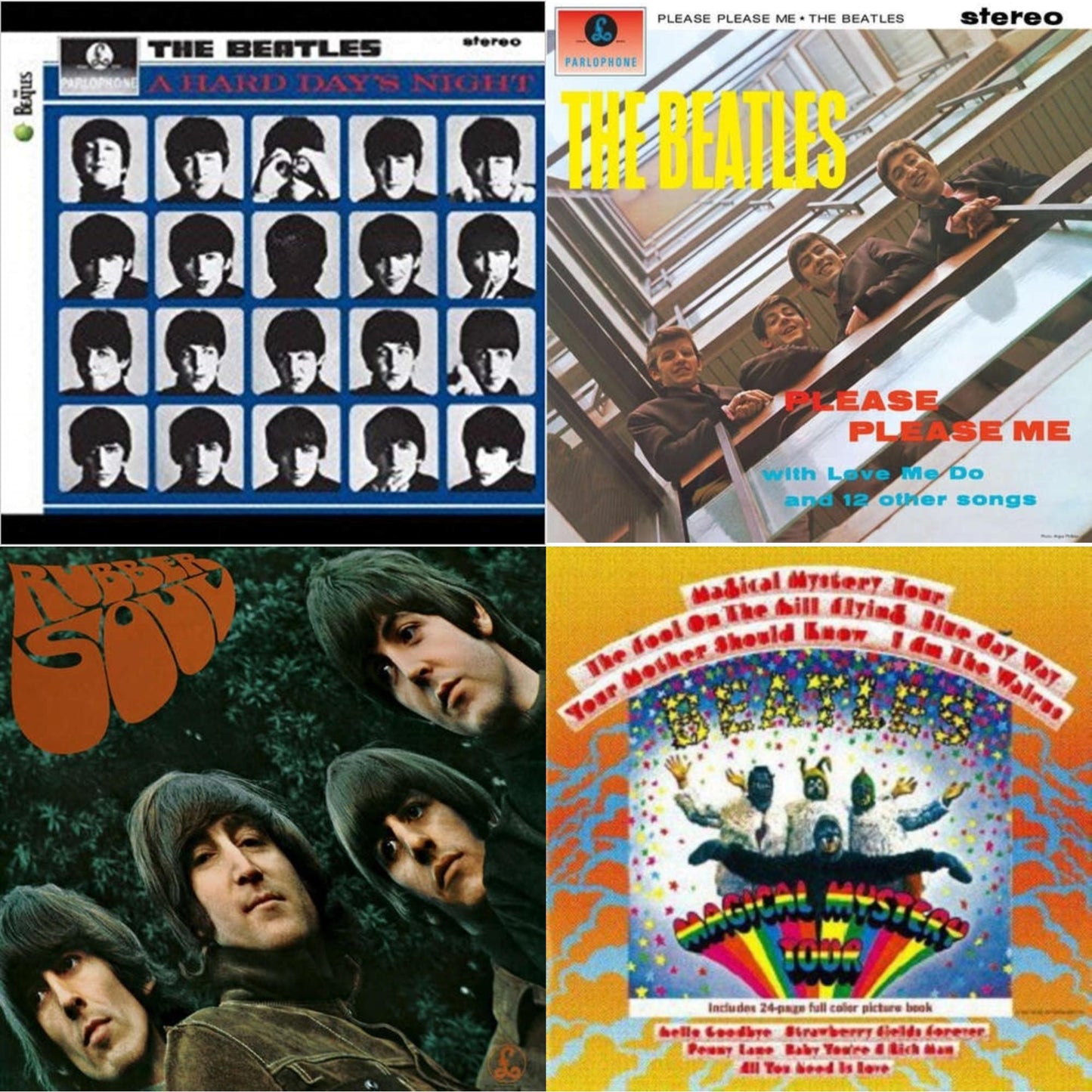 Beatles - Hard Day's Night & Please Please Me & Rubber Soul & Magical Mystery Tour - LP Vinyl Bundle