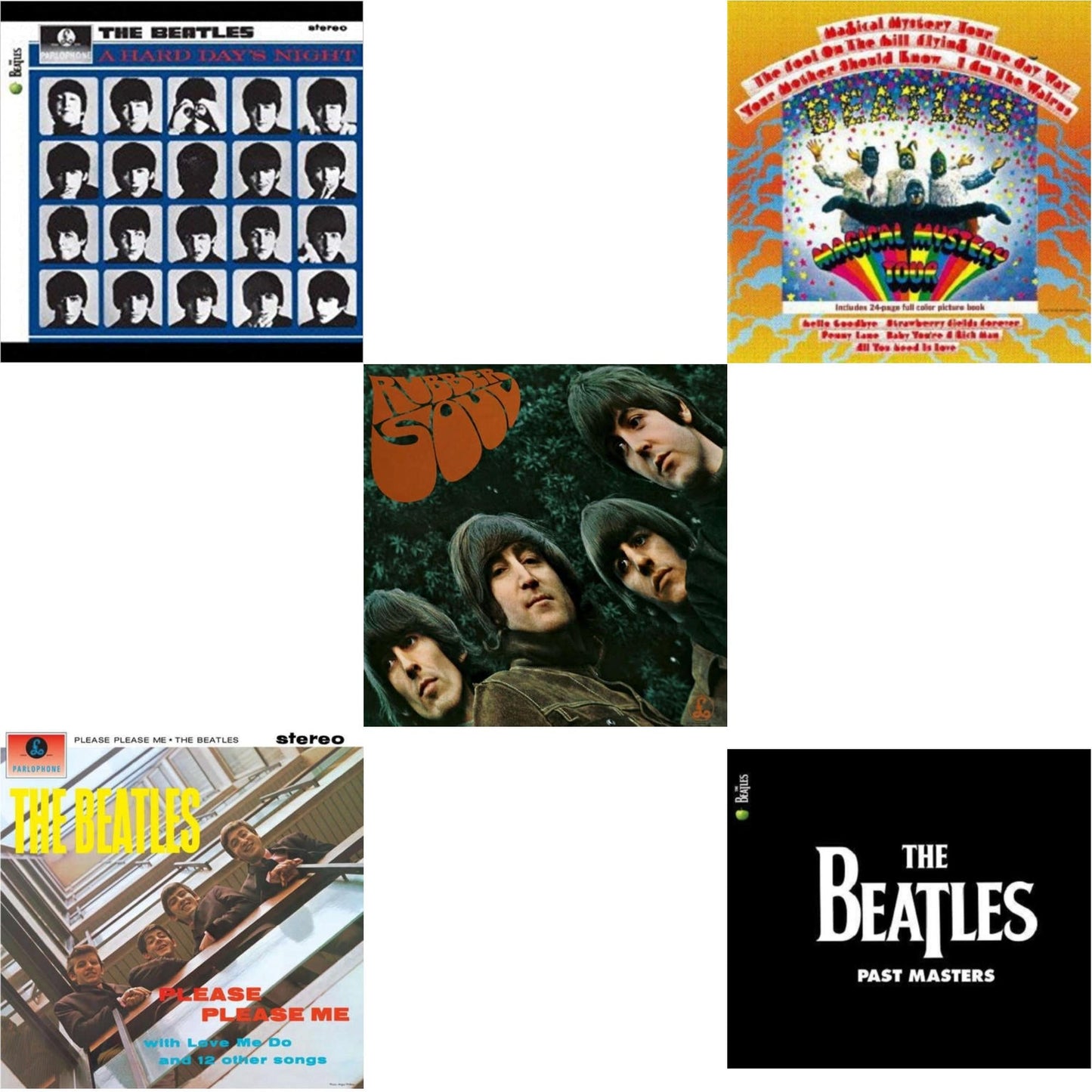 Beatles - Hard Day's Night & Please Please Me & Rubber Soul & Magical Mystery Tour & Past Masters 1 & 2 - LP Vinyl Bundle