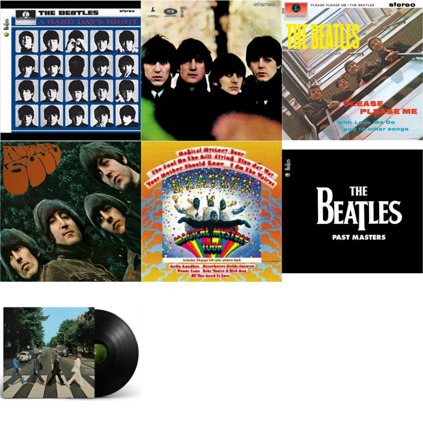 Beatles - Hard Day's Night & Beatles For Sale & Please Please Me & Rubber Soul & Magical Mystery Tour & Past Masters 1 & 2 & Abbey Road Anniversary - LP Vinyl Bundle