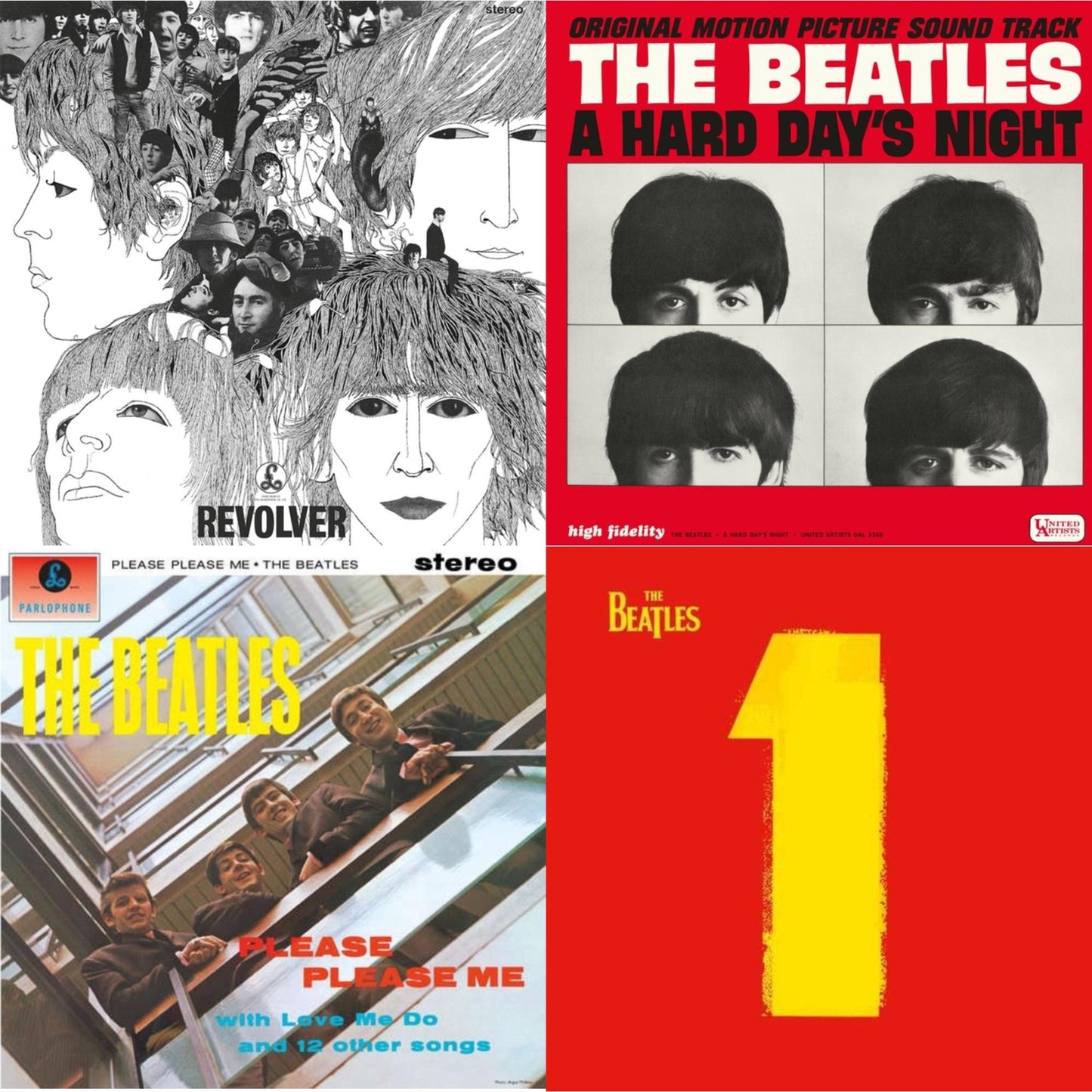 Beatles - Please Please Me & Revolver Special Edition & Hard Day's Night (Ost) & 1 (2015 Reissue) - LP Vinyl Bundle