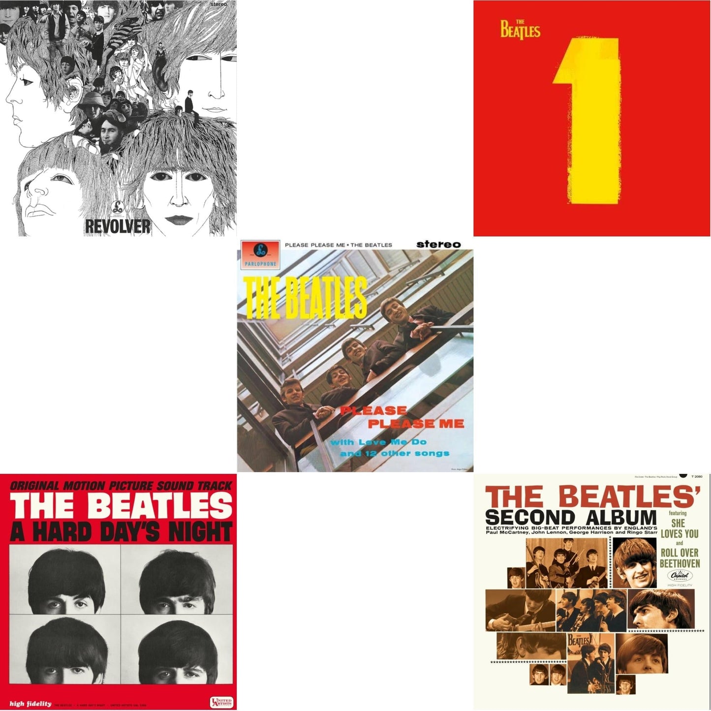 Beatles - Please Please Me & Revolver Special Edition & Beatles Second Album & Hard Day's Night (Ost) & 1 (2015 Reissue) - LP Vinyl Bundle
