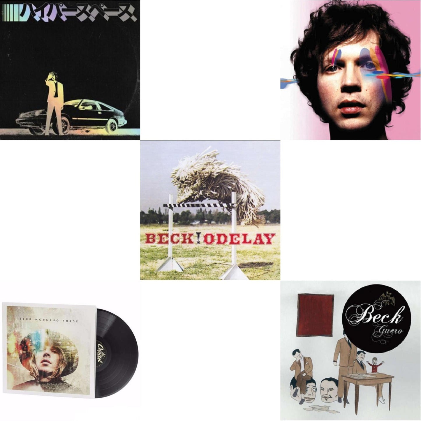 Beck - Hyperspace (2020 Deluxe Edition/Holographic Jacket/Booklet) & Morning Phase & Odelay & Sea Change (140G/Gatefold/Dl Card) & Guero - LP Vinyl Bundle