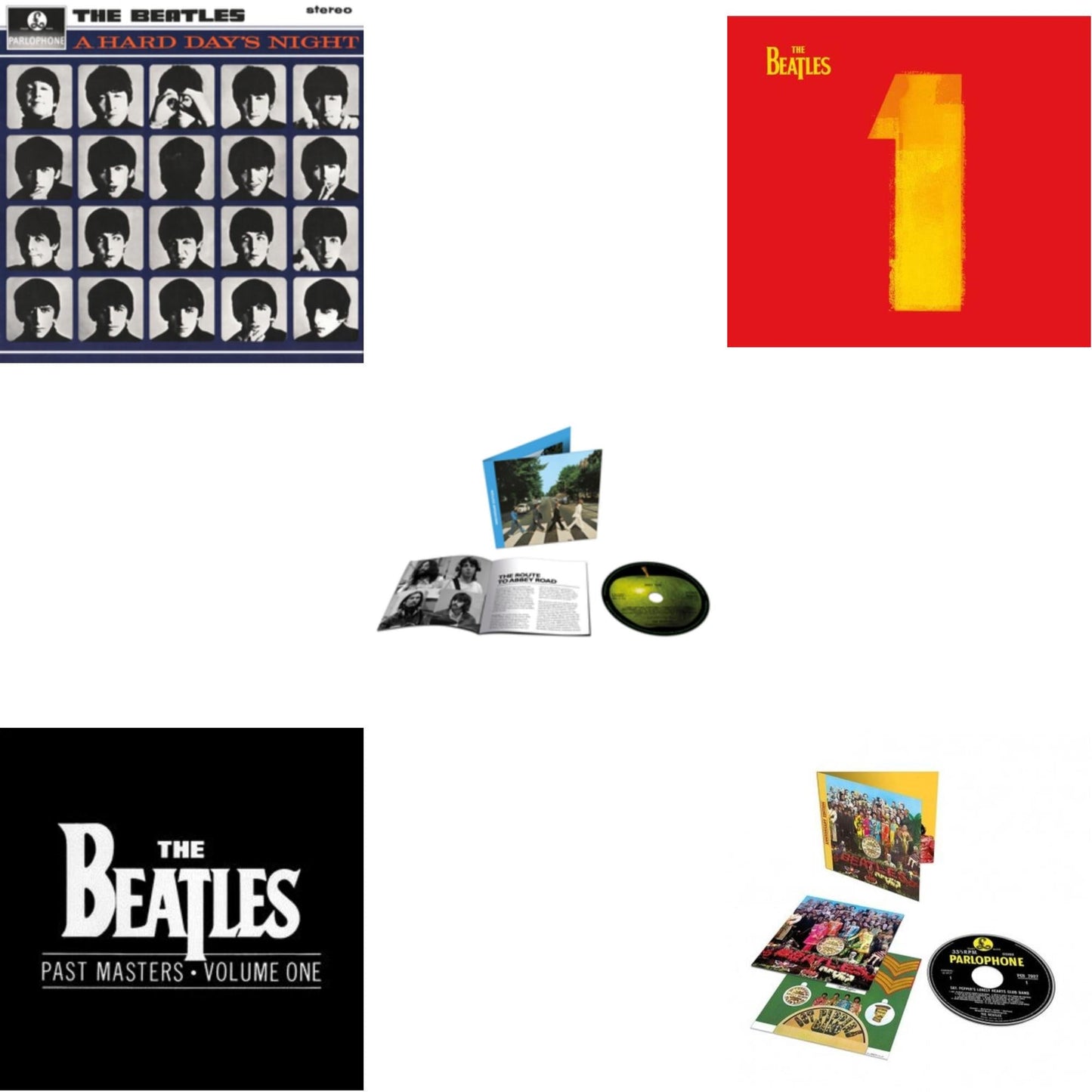 Beatles - Hard Day's Night & Past Masters Vol.1 & 2 & Abbey Road Anniversary & 1 & Sgt. Pepper's Lonely Hearts Club Band (Anniversary Edition) - CD Bundle