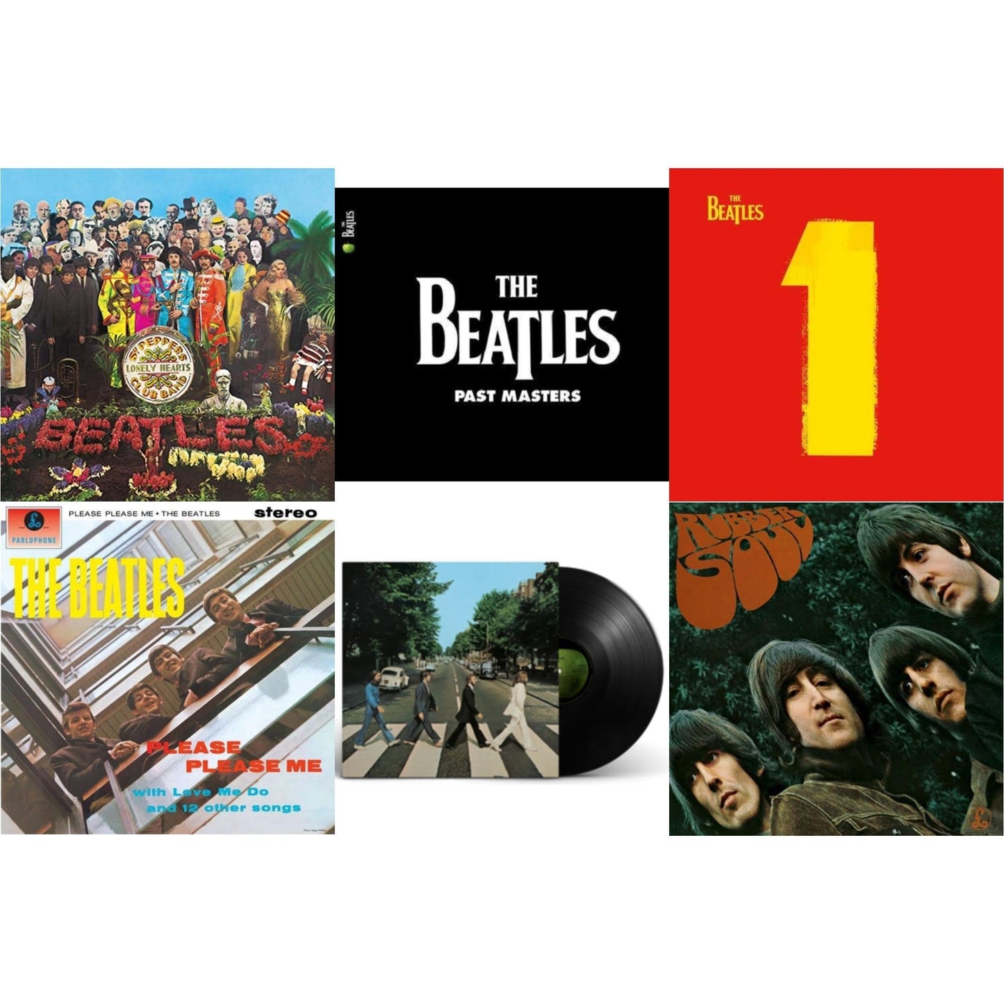Beatles - Please Please Me & Rubber Soul & Past Masters 1 & 2 & 1 (2015 Reissue) & Sgt. Pepper's Lonely Hearts Club Band (2017 Stereo Mix/180G/Original Stencils) & Abbey Road Anniversary - LP Vinyl Bundle