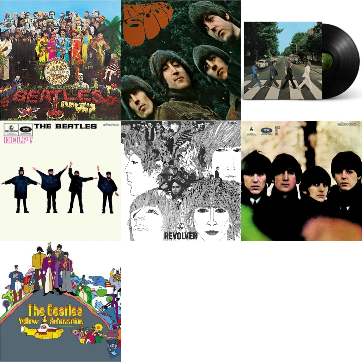 Beatles - Beatles For Sale & Help & Rubber Soul & Yellow Submarine & Revolver Special Edition & Sgt. Pepper's Lonely Hearts Club Band (2017 Stereo Mix/180G/Original Stencils) & Abbey Road Anniversary - LP Vinyl Bundle