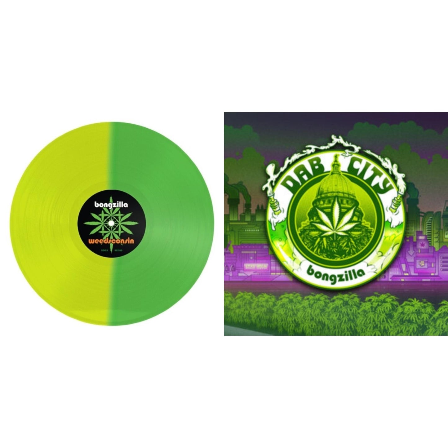 Bongzilla - Dab City (Deep Purple Transparent LP Vinyl) & Weedsconsin (Half-Half Neon Yellow/Neon Green LP Vinyl)