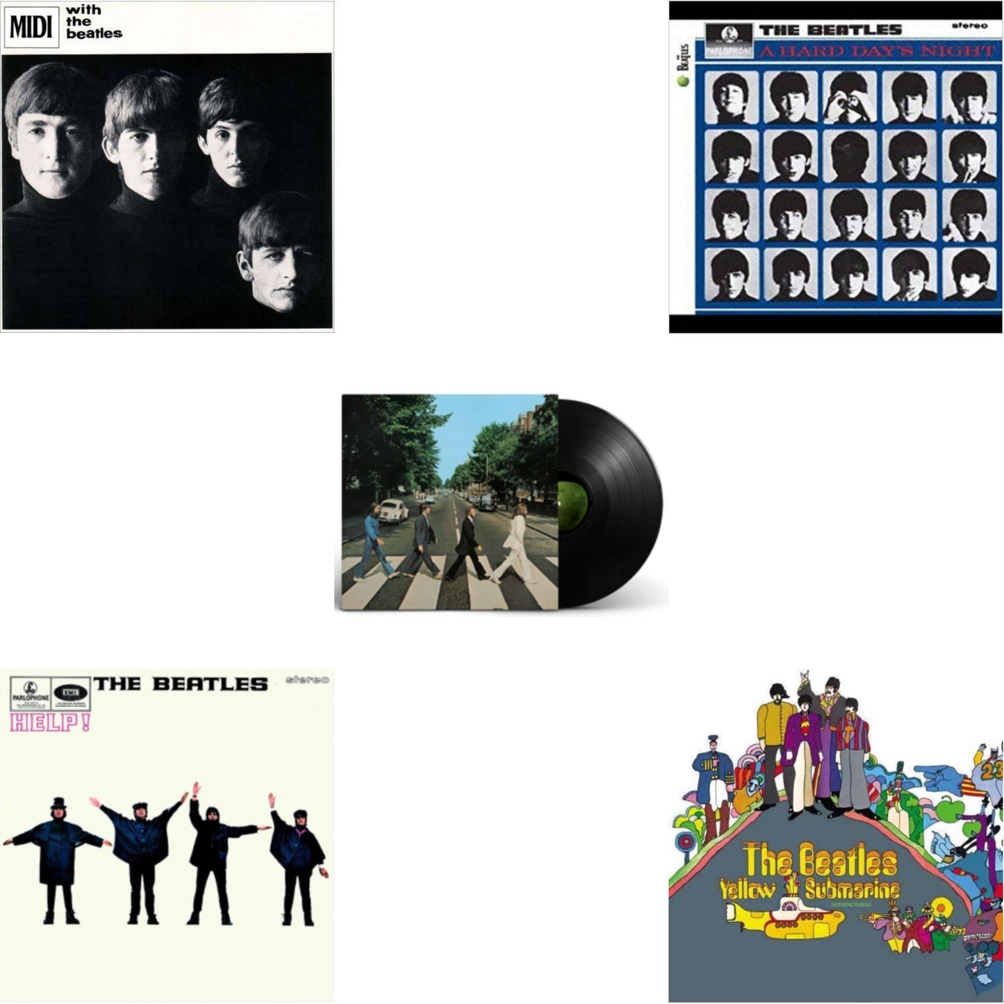 Beatles - Hard Day's Night & Help & With The Beatles & Yellow Submarine & Abbey Road Anniversary - LP Vinyl Bundle