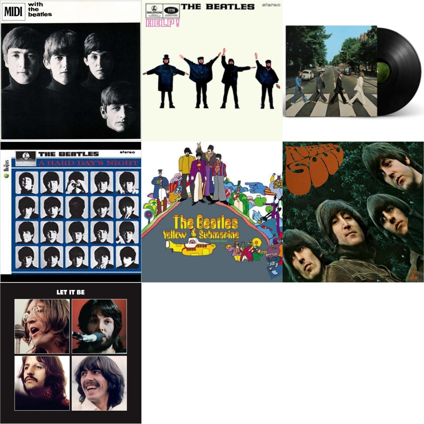 Beatles - Hard Day's Night & Help & Rubber Soul & With The Beatles & Yellow Submarine & Let It Be Special Edition & Abbey Road Anniversary - LP Vinyl Bundle