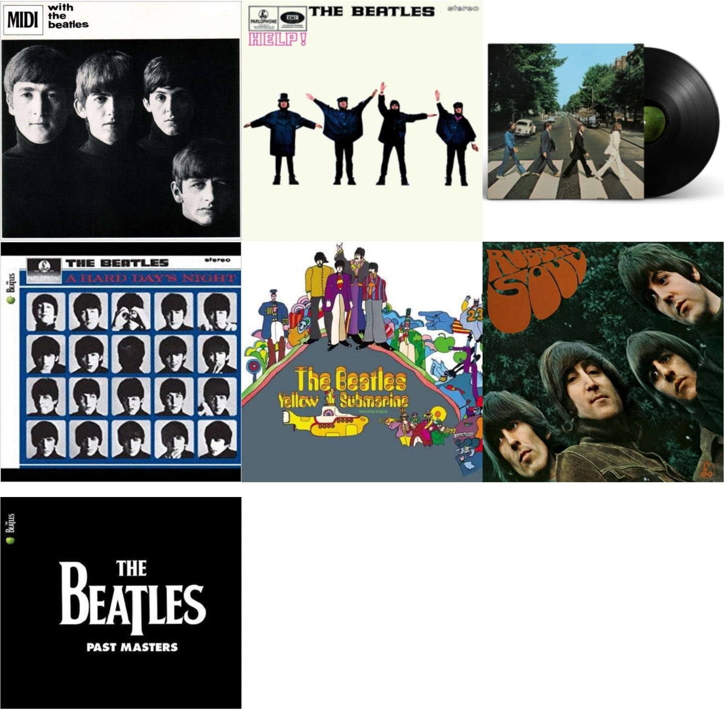 Beatles - Hard Day's Night & Help & Rubber Soul & With The Beatles & Yellow Submarine & Past Masters 1 & 2 & Abbey Road Anniversary - LP Vinyl Bundle
