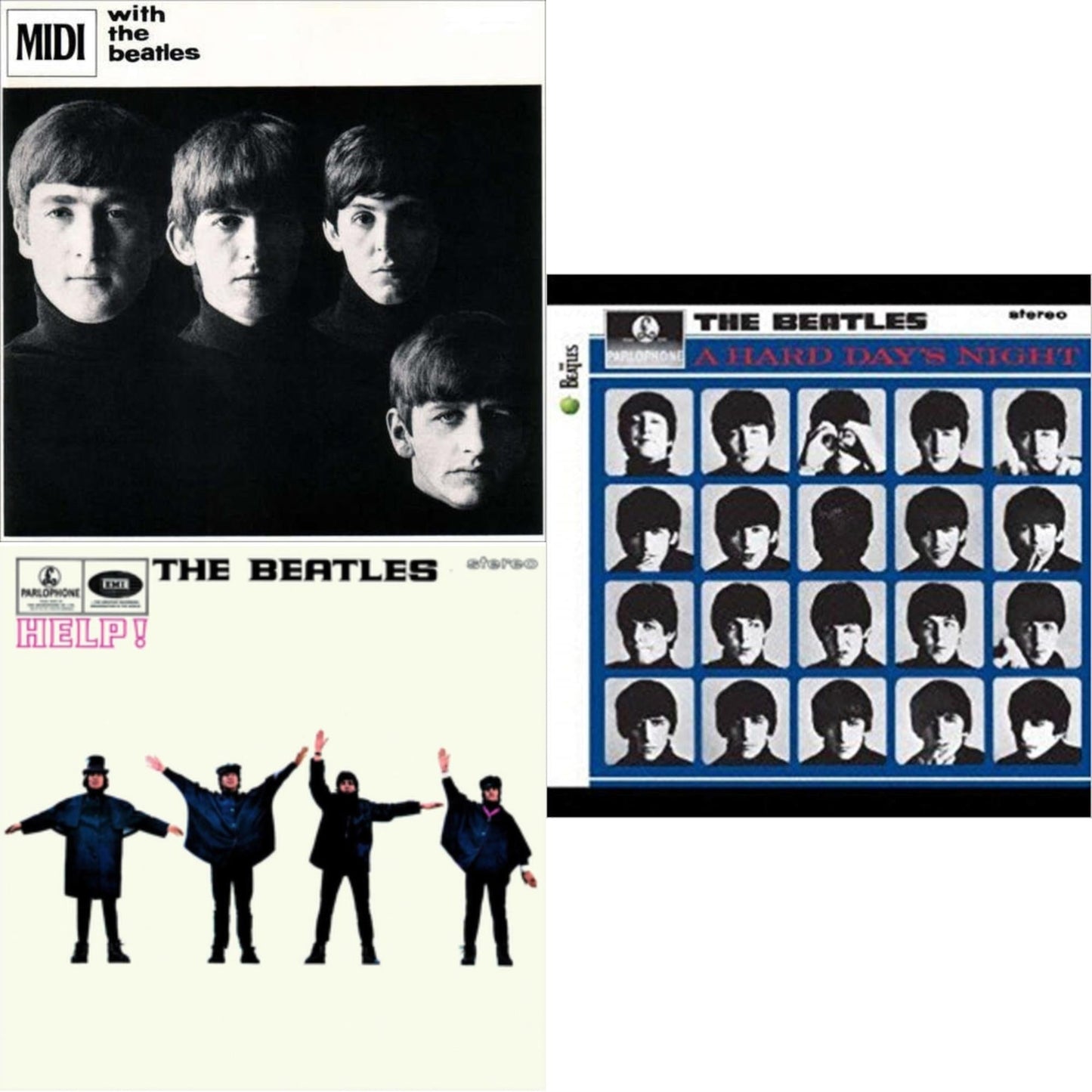 Beatles - Hard Day's Night & Help & With The Beatles - LP Vinyl Bundle