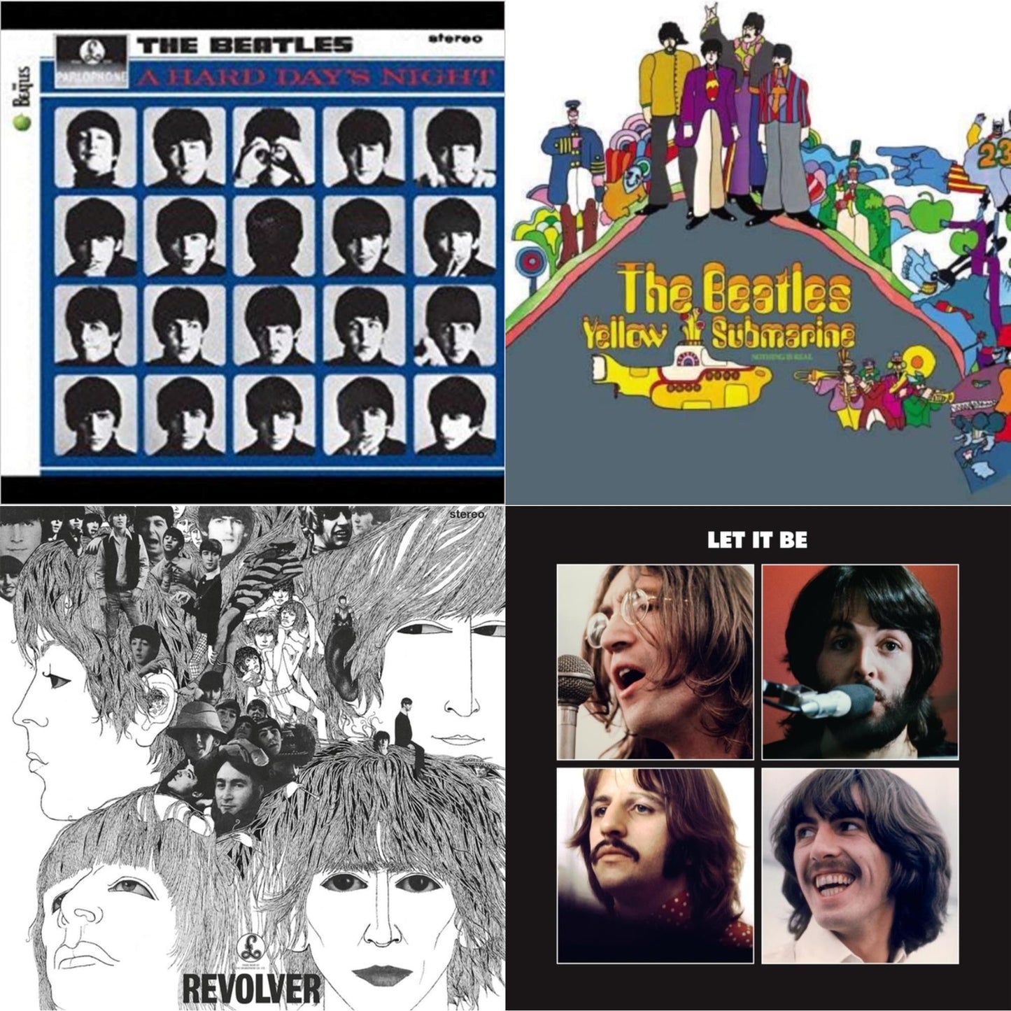 Beatles - Hard Day's Night & Yellow Submarine & Revolver Special Edition & Let It Be Special Edition - LP Vinyl Bundle