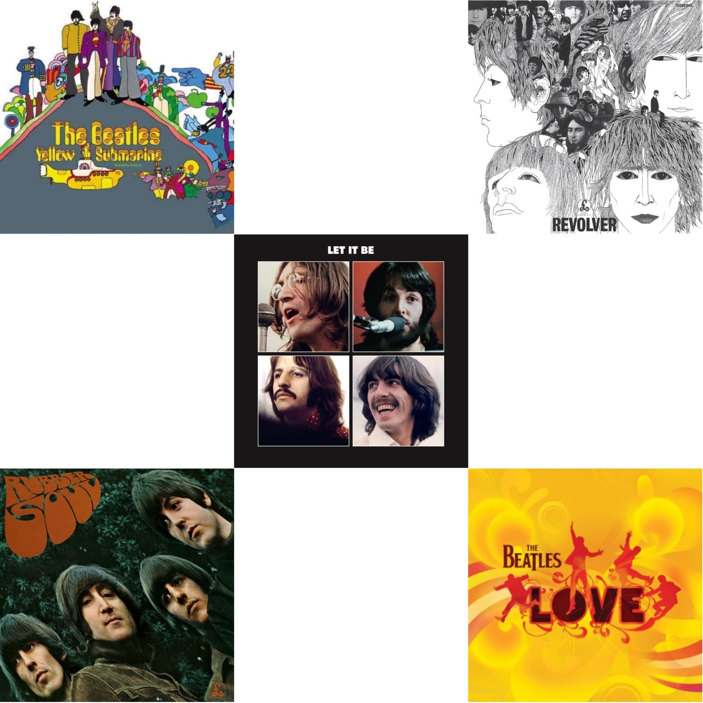 Beatles - Rubber Soul & Yellow Submarine & Revolver - Special Edition (Picture Disc) & Let It Be Special Edition & Love - LP Vinyl Bundle