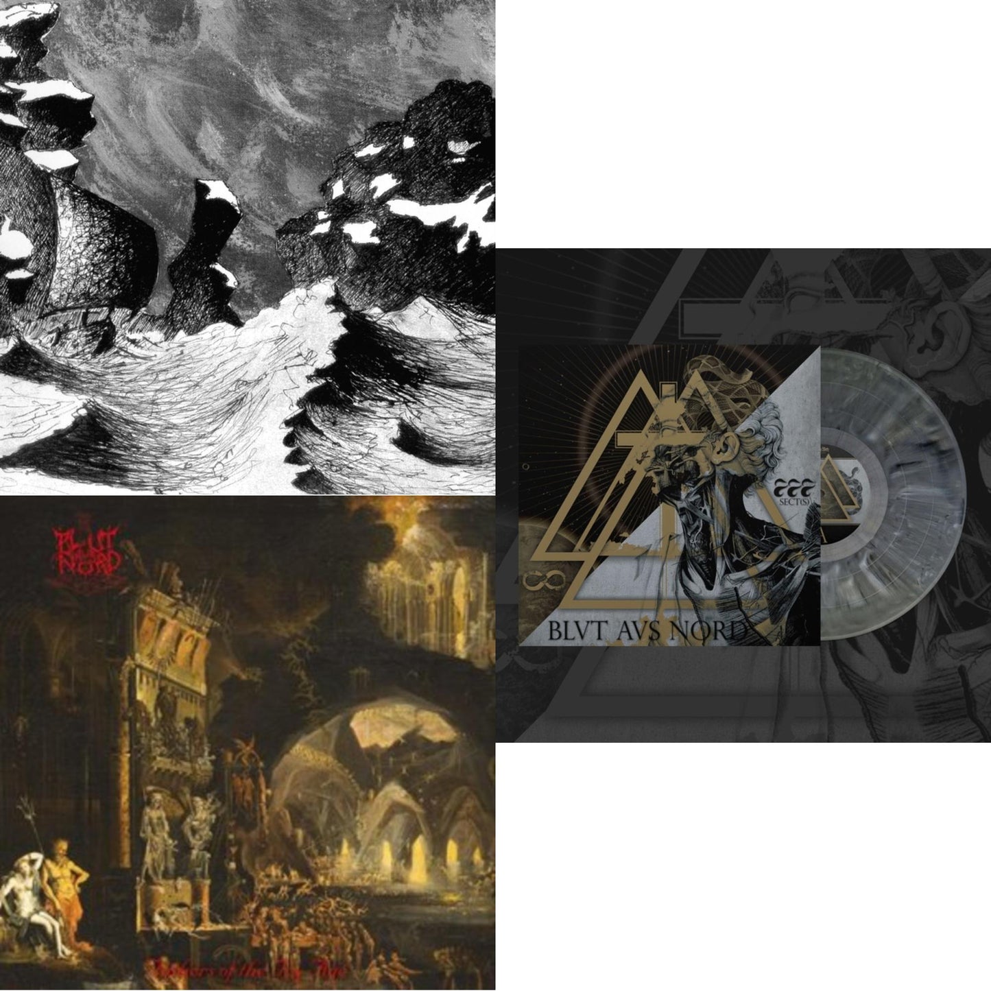 Blut Aus Nord - Memoria Vetusta I – Fathers Of The Icy Age (Brown & Mustard Splatte LP Vinyl) & 777 Sect(S) & Ultima Thulee (Electric Blue/Silver Merge LP Vinyl)