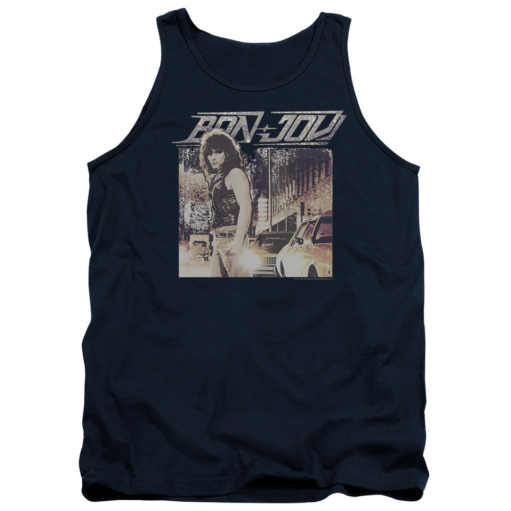 Bon Jovi Runaway Jon Mens Tank Top Shirt Navy Officially Licensed