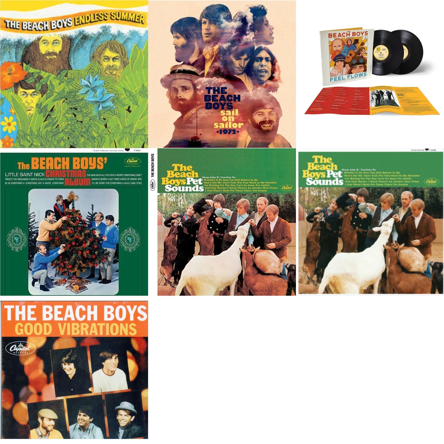 Beach Boys - Endless Summer & Sail On Sailor (2LP/7Inch) & Feel Flows: The Sunflower & Surf's Up Sessions 1969-1971 (2LP) & Beach Boys' Christmas Album (Mono) & Pet Sounds (Mono) & Pet Sounds (Stereo) & Good Vibrations (Orange/Yellow Swirl-Marble LP