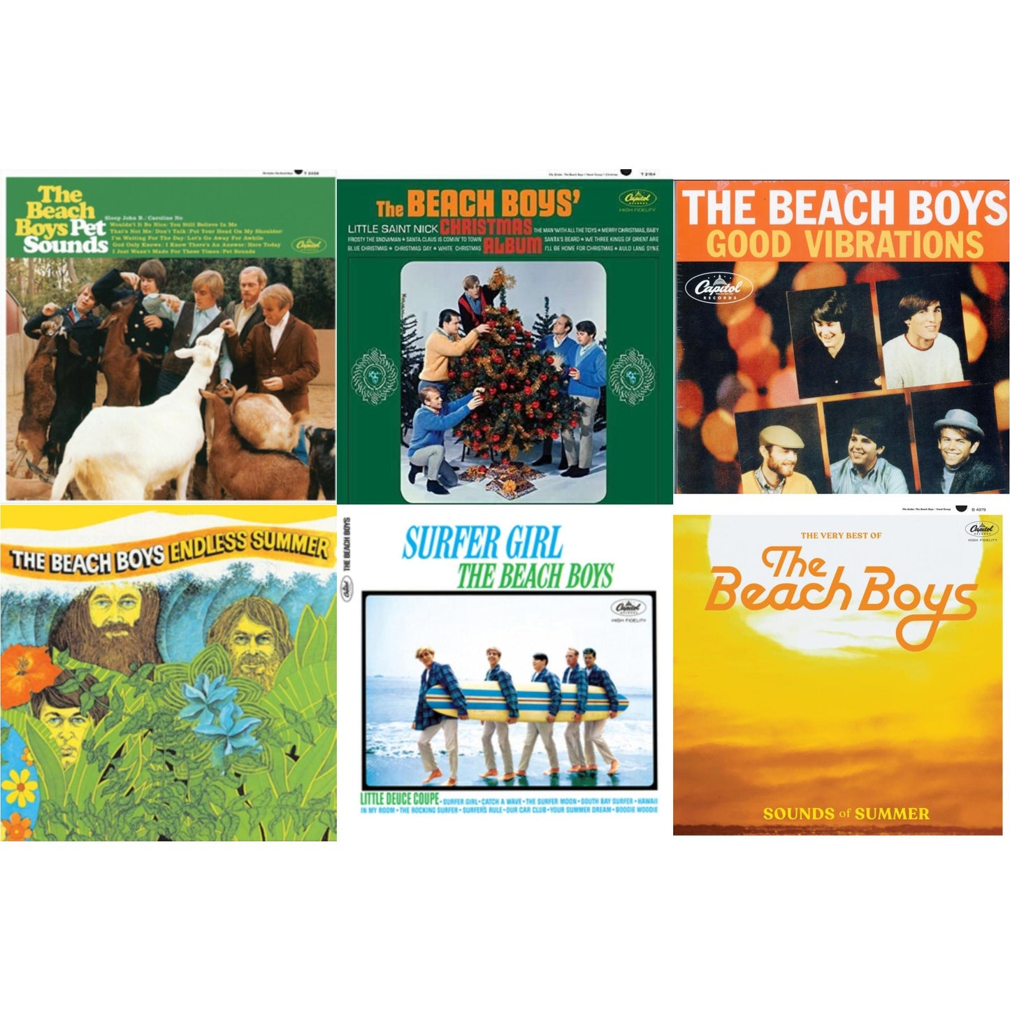 Beach Boys - Endless Summer & Sounds Of Summer: The Very Best Of The Beach Boys (Remastered/2LP) & Beach Boys' Christmas Album (Mono) & Pet Sounds (Stereo) & Surfer Girl (75Th Anniversary) & Good Vibrations (Orange/Yellow Swirl-Marble LP Vinyl)