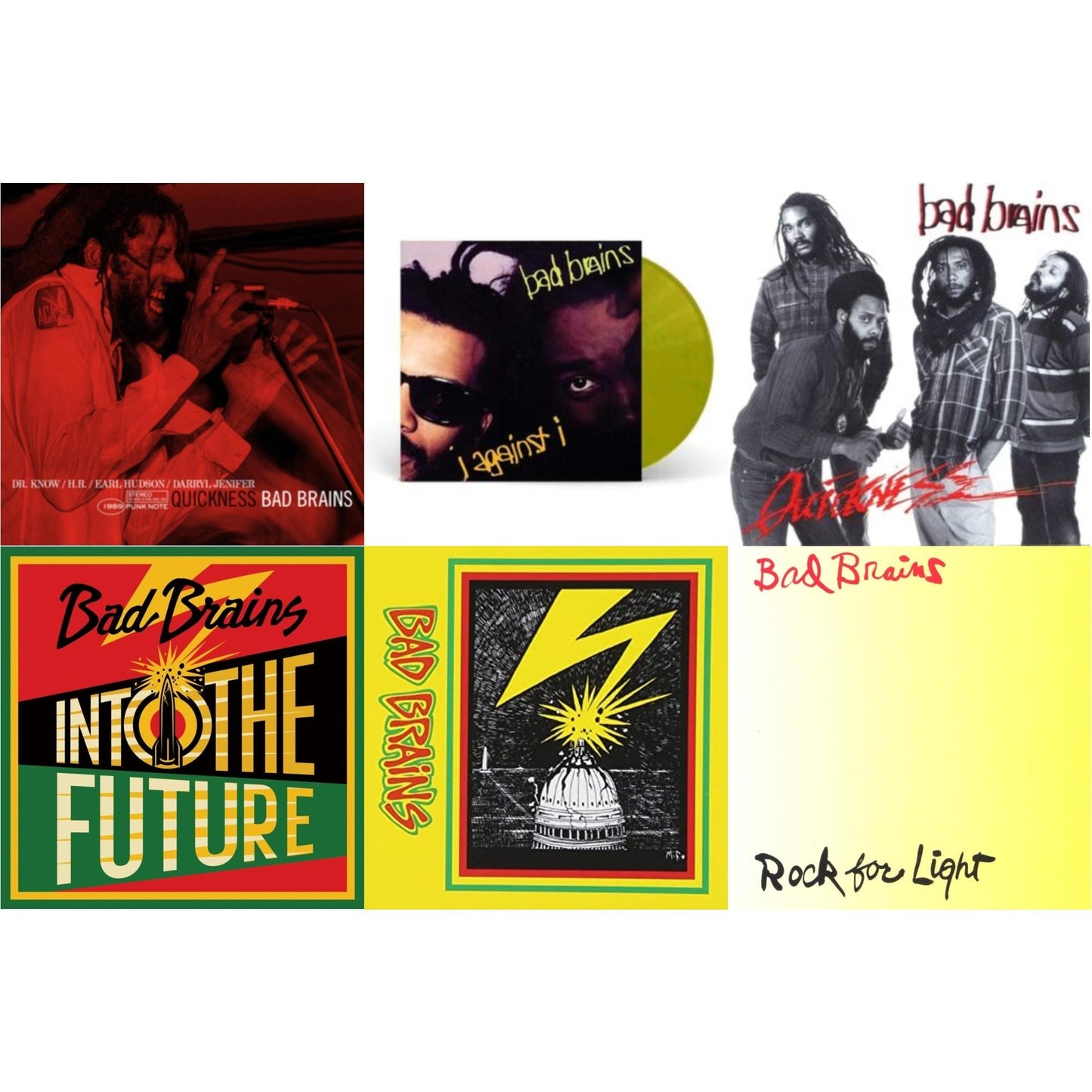 Bad Brains - Into The Future (Green, Yellow, Red Splatter LP Vinyl) & Bad Brains & Quickness & Quickness (Punk Note) & I Against I (Plutonium LP Vinyl) & Rock For Light (Burnt Orange LP Vinyl)