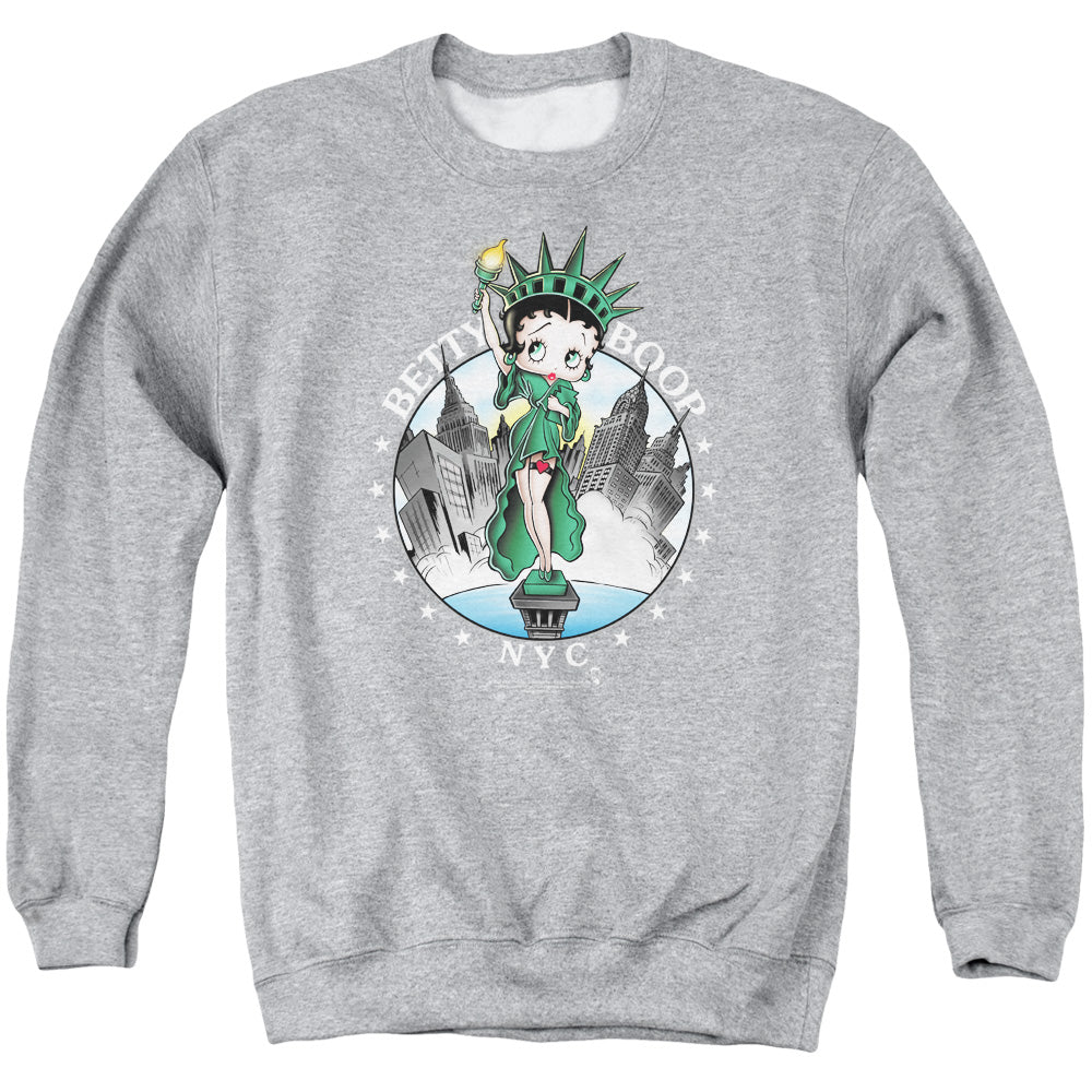 Betty Boop Nyc Mens Crewneck Sweatshirt Athletic Heather Officially Licensed