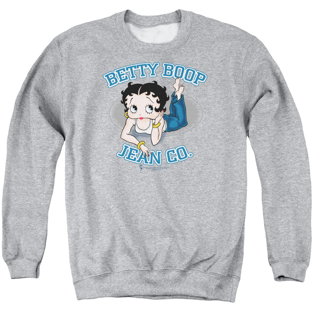 Betty Boop Jean Co Mens Crewneck Sweatshirt Athletic Heather Officially Licensed