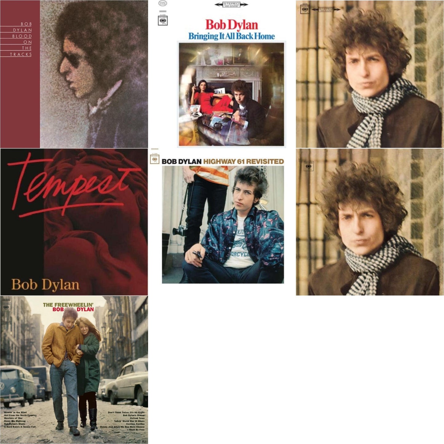 Bob Dylan - Blood On The Tracks (150G/Dl Insert) & Bringing It All Back Home & Blonde On Blonde & Tempest (2LP/CD/180G/Gatefold) & Highway 61 Revisited & Blonde On Blonde & Freewheelin Bob Dylan (140G/Dl Code)