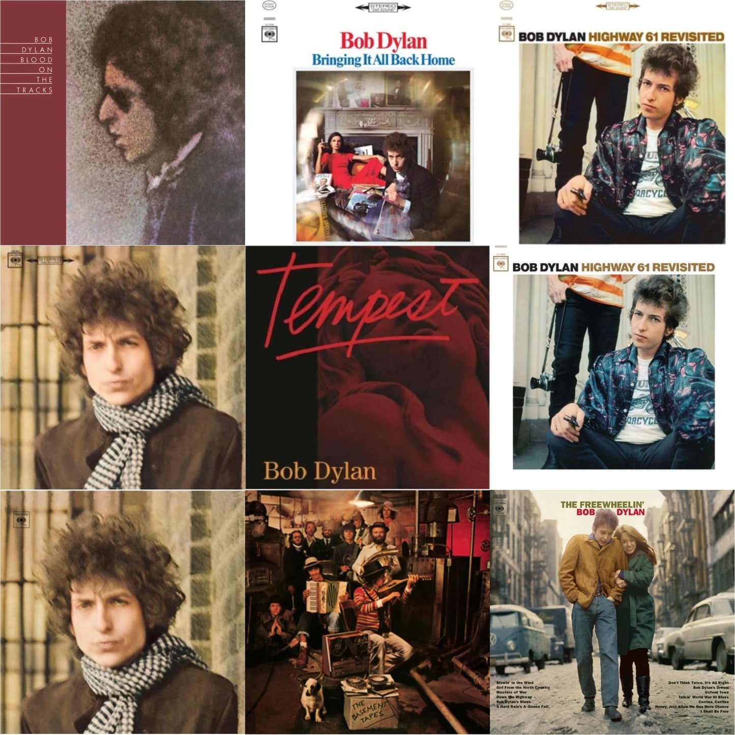 Bob Dylan - Blood On The Tracks (150G/Dl Insert) & Bringing It All Back Home & Highway 61 Revisited & Blonde On Blonde & Tempest (2LP/CD/180G/Gatefold) & Highway 61 Revisited & Blonde On Blonde & Basement Tapes & Freewheelin Bob Dylan (140G/Dl Code)