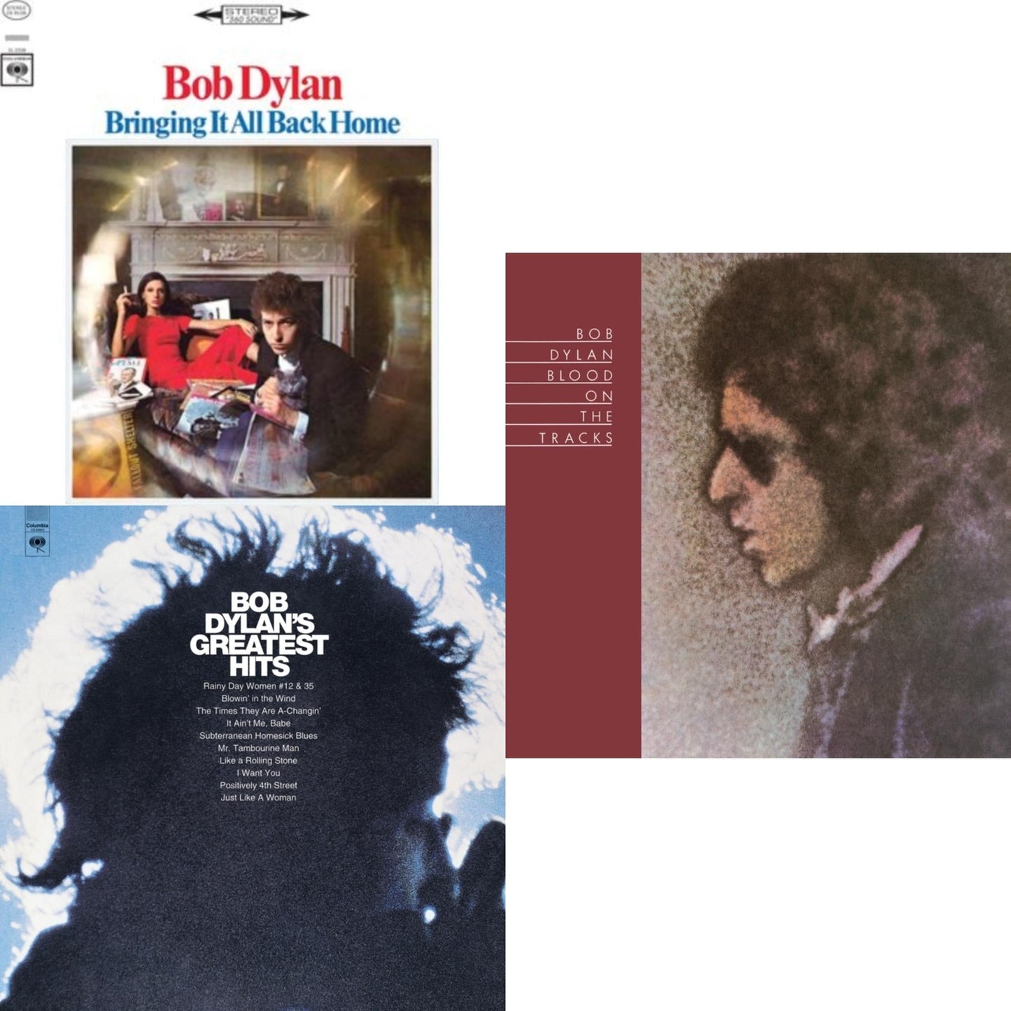 Bob Dylan - Blood On The Tracks (150G/Dl Insert) & Bringing It All Back Home & Greatest Hits (150G/Dl Card) - LP Vinyl Bundle