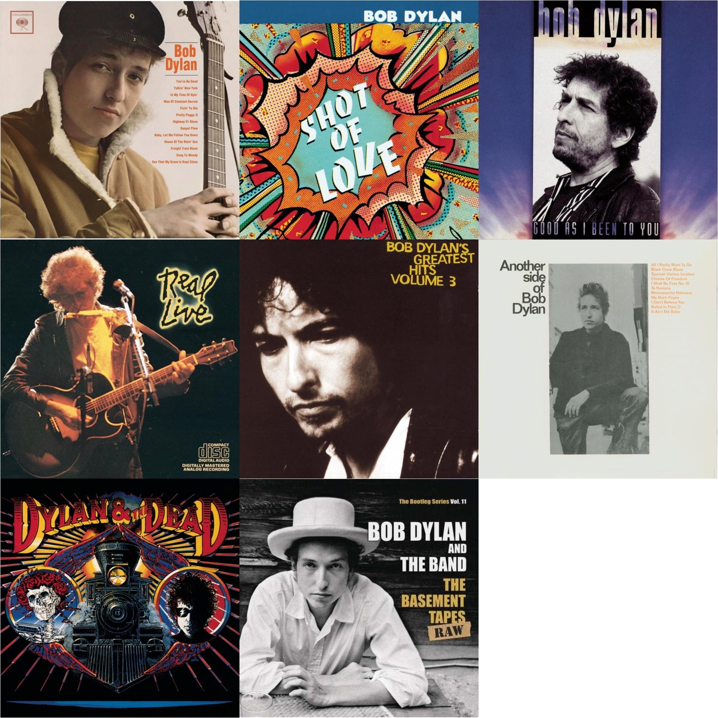 Bob Dylan - Bob Dylan & Shot Of Love & Good As I Been To You & Real Live & Greatest Hits Vol.3 & Another Side Of Bob Dylan & Dylan & The Dead & Basement Tapes Raw: The Bootleg Series Vol.11 - CD Bundle