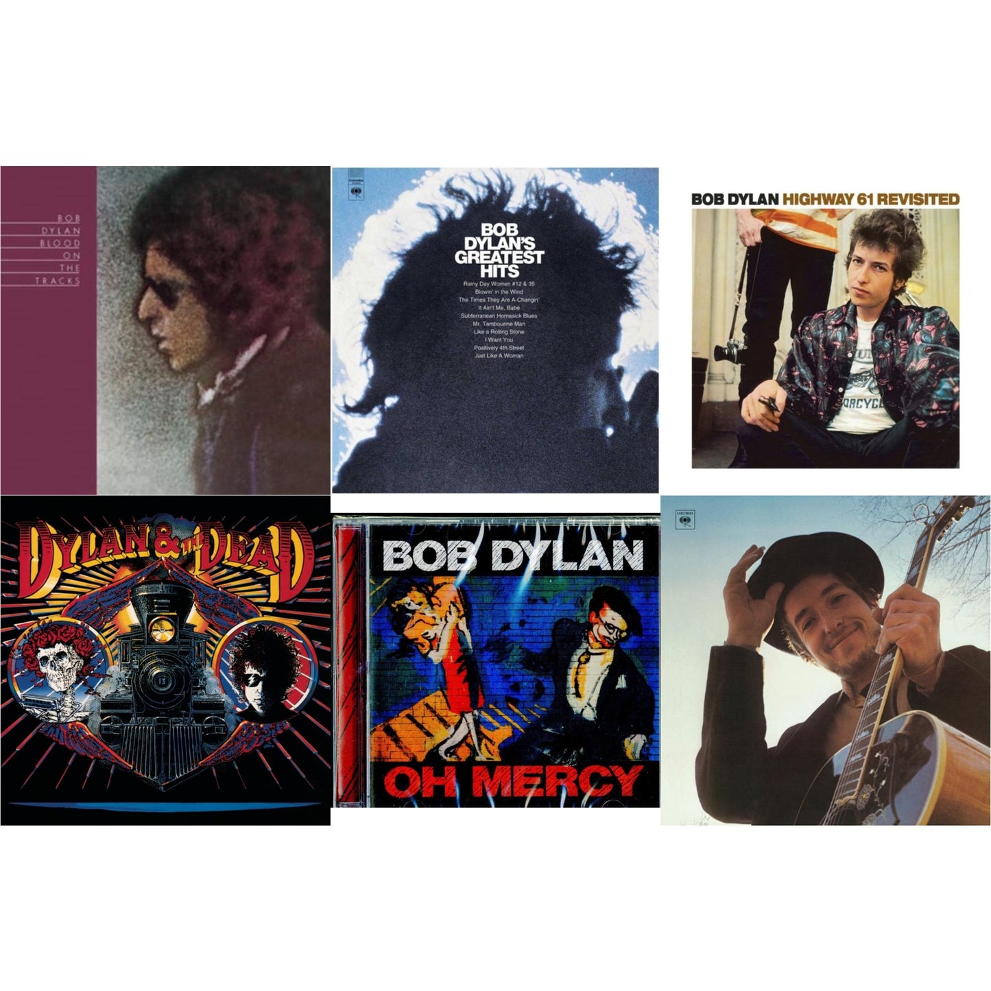 Bob Dylan - Greatest Hits Vol.1 & Oh Mercy & Nashville Skyline & Blood On The Tracks & Highway 61 Revisited & Dylan & The Dead - CD Bundle