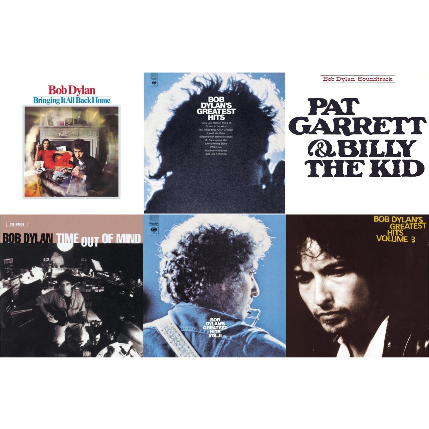 Bob Dylan - Greatest Hits Vol.1 & Greatest Hits Vol.2 & Time Out Of Mind & Bringing It All Back Home & Pat Garrett & Billy The Kid & Greatest Hits Vol.3 - CD Bundle