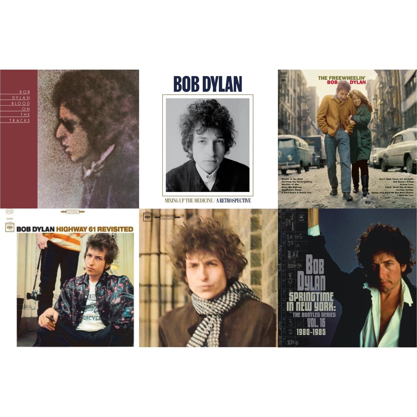 Bob Dylan - Blood On The Tracks (150G/Dl Insert) & Springtime In New York: The Bootleg Series Vol. 16 (1980-1985) (2LP) & Highway 61 Revisited & Blonde On Blonde & Mixing Up The Medicine & Freewheelin Bob Dylan (140G/Dl Code)