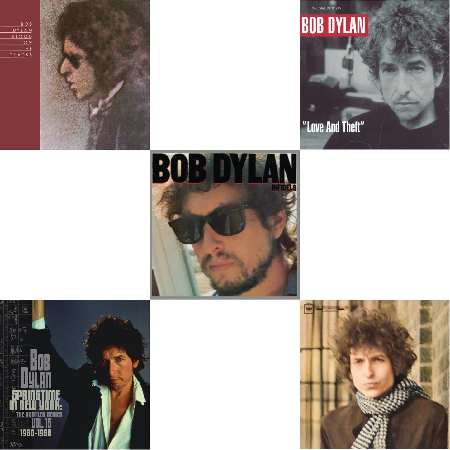 Bob Dylan - Infidels (150G/Dl Insert) & Blood On The Tracks (150G/Dl Insert) & Springtime In New York: The Bootleg Series Vol. 16 (1980-1985) (2LP) & Blonde On Blonde & Love And Theft (2LP/150G/Dl Card)