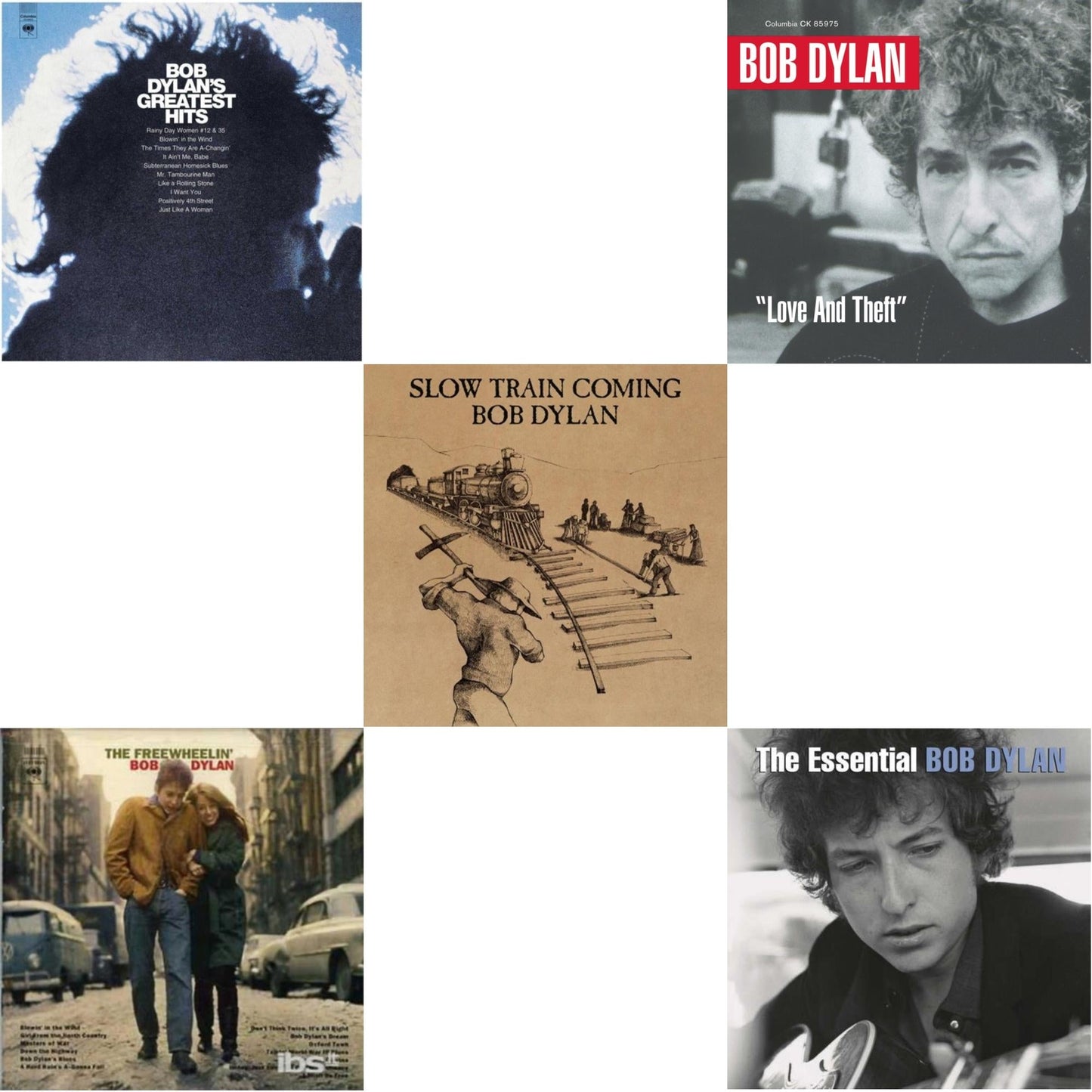 Bob Dylan - Greatest Hits Vol.1 & Freewheelin Bob Dylan & Slow Train Coming & Love & Theft & Essential Bob Dylan - CD Bundle