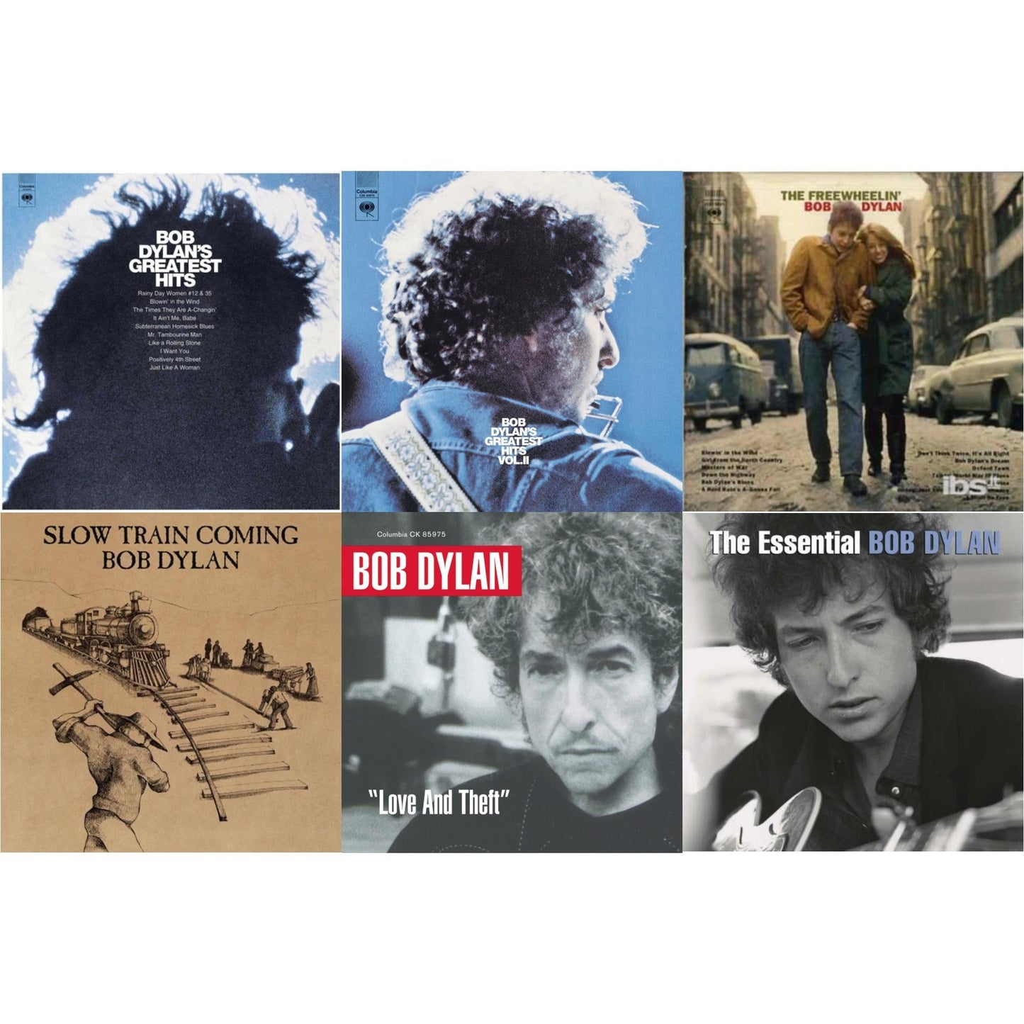 Bob Dylan - Greatest Hits Vol.1 & Greatest Hits Vol.2 & Freewheelin Bob Dylan & Slow Train Coming & Love & Theft & Essential Bob Dylan - CD Bundle